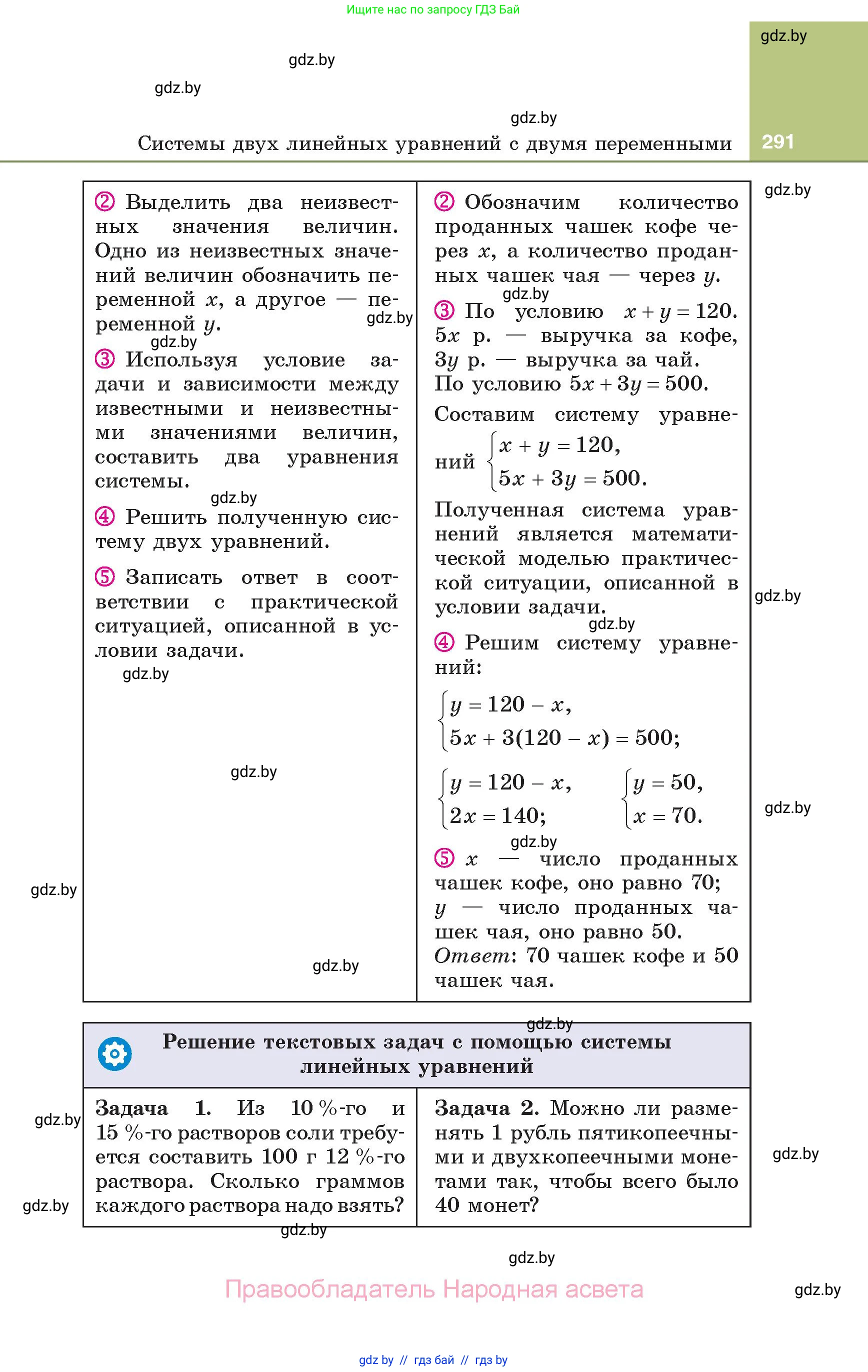 Алгебра, 7 класс Учебник, авторы: Арефьева Ирина Глебовна, Пирютко Ольга Николаевна, издательство Народная асвета, Минск, 2022, зелёного цвета, страница 291