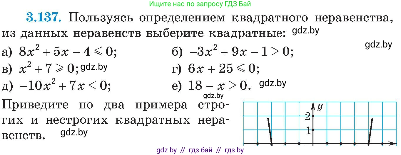 Алгебра, 8 класс Учебник, авторы: Арефьева Ирина Глебовна, Пирютко Ольга Николаевна, издательство Адукацыя i выхаванне, Минск, 2024, бирюзового цвета, страница 195, номер 3.137, Условие