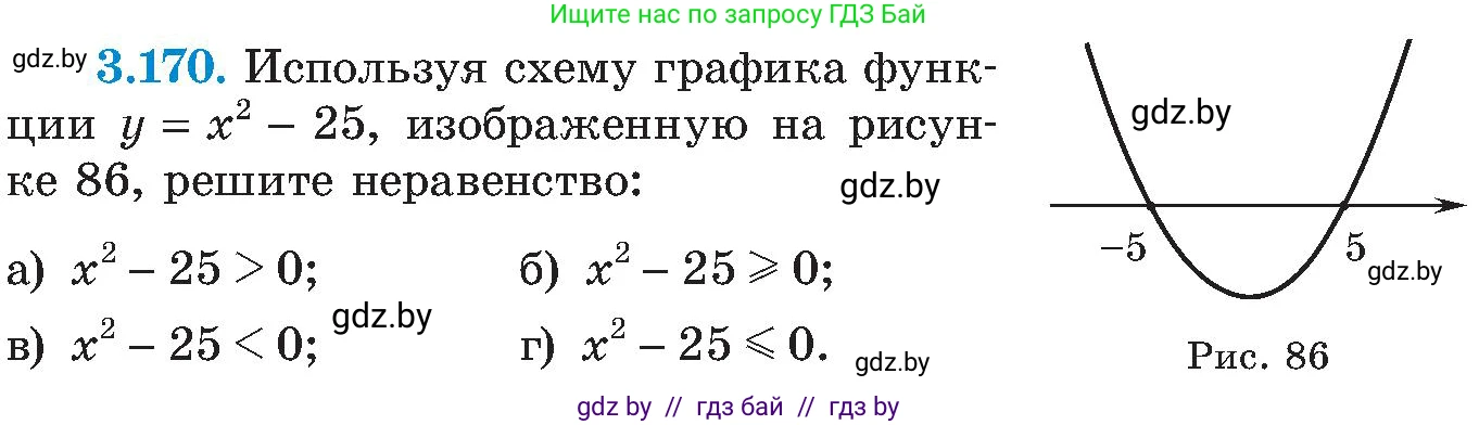 Алгебра, 8 класс Учебник, авторы: Арефьева Ирина Глебовна, Пирютко Ольга Николаевна, издательство Адукацыя i выхаванне, Минск, 2024, бирюзового цвета, страница 199, номер 3.170, Условие