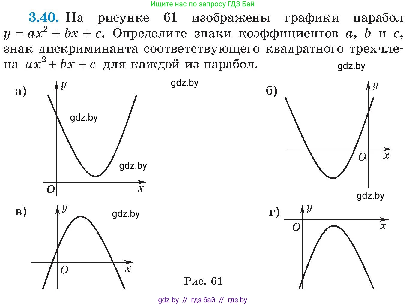 Алгебра, 8 класс Учебник, авторы: Арефьева Ирина Глебовна, Пирютко Ольга Николаевна, издательство Адукацыя i выхаванне, Минск, 2024, бирюзового цвета, страница 170, номер 3.40, Условие