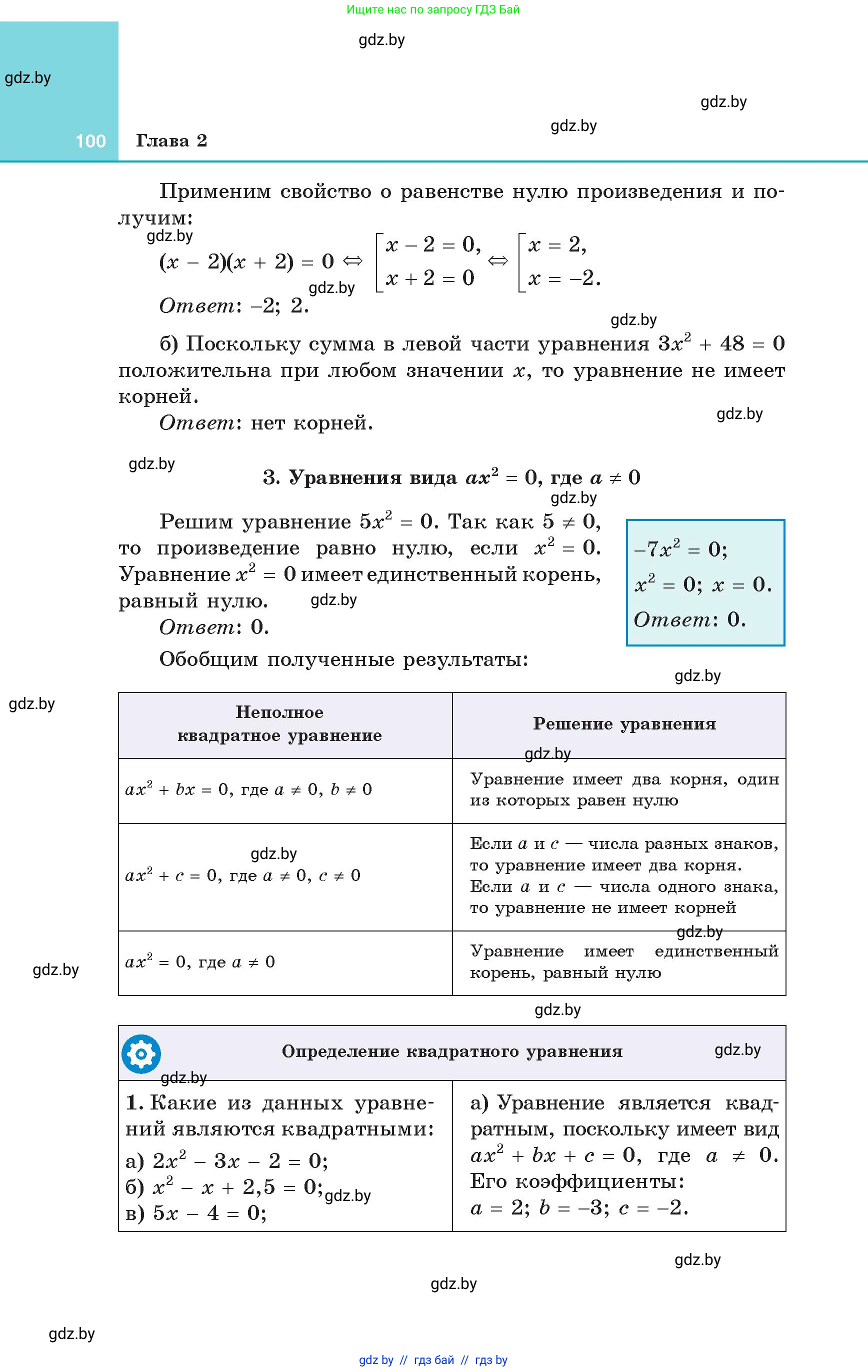 Алгебра, 8 класс Учебник, авторы: Арефьева Ирина Глебовна, Пирютко Ольга Николаевна, издательство Адукацыя i выхаванне, Минск, 2024, бирюзового цвета, страница 100
