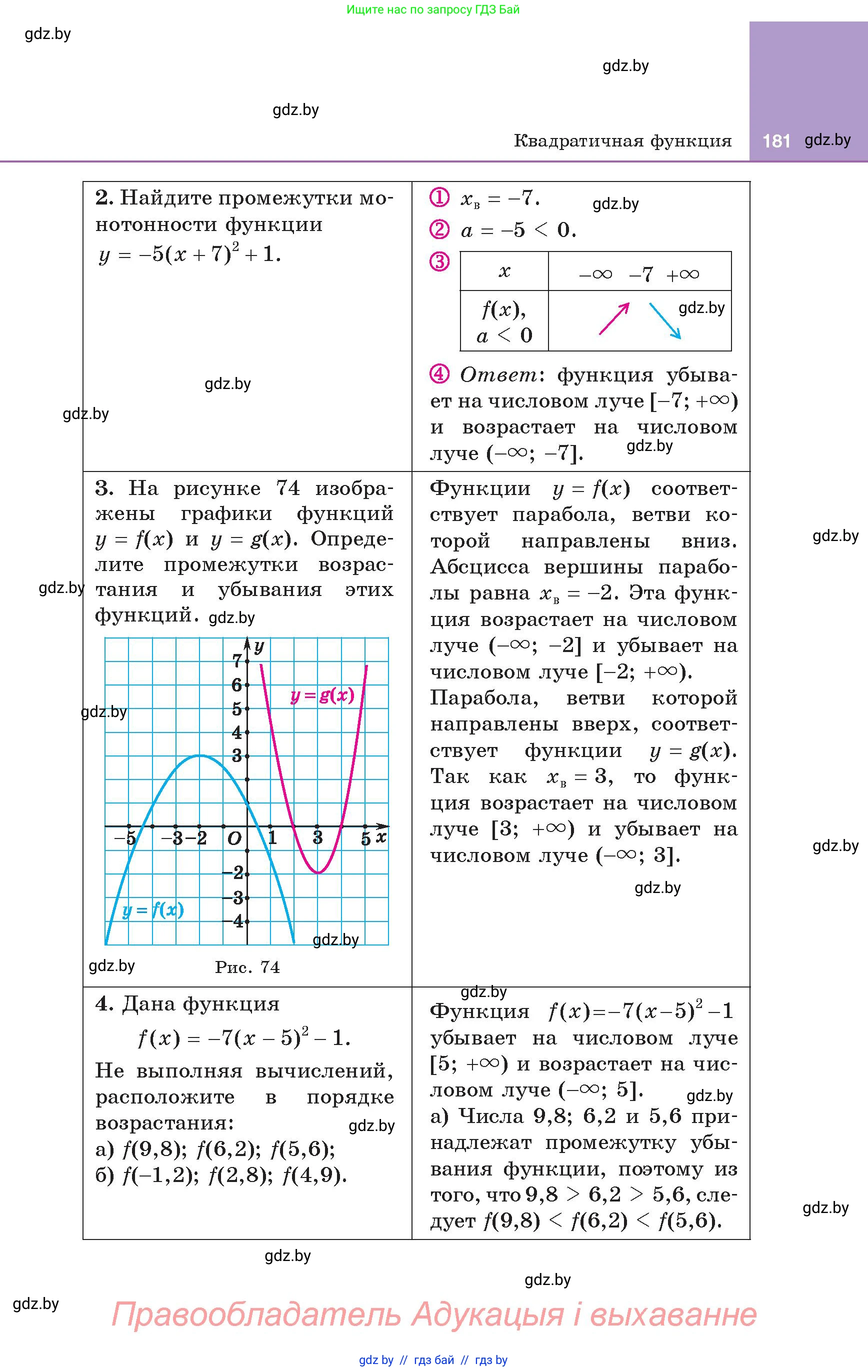 Алгебра, 8 класс Учебник, авторы: Арефьева Ирина Глебовна, Пирютко Ольга Николаевна, издательство Адукацыя i выхаванне, Минск, 2024, бирюзового цвета, страница 181