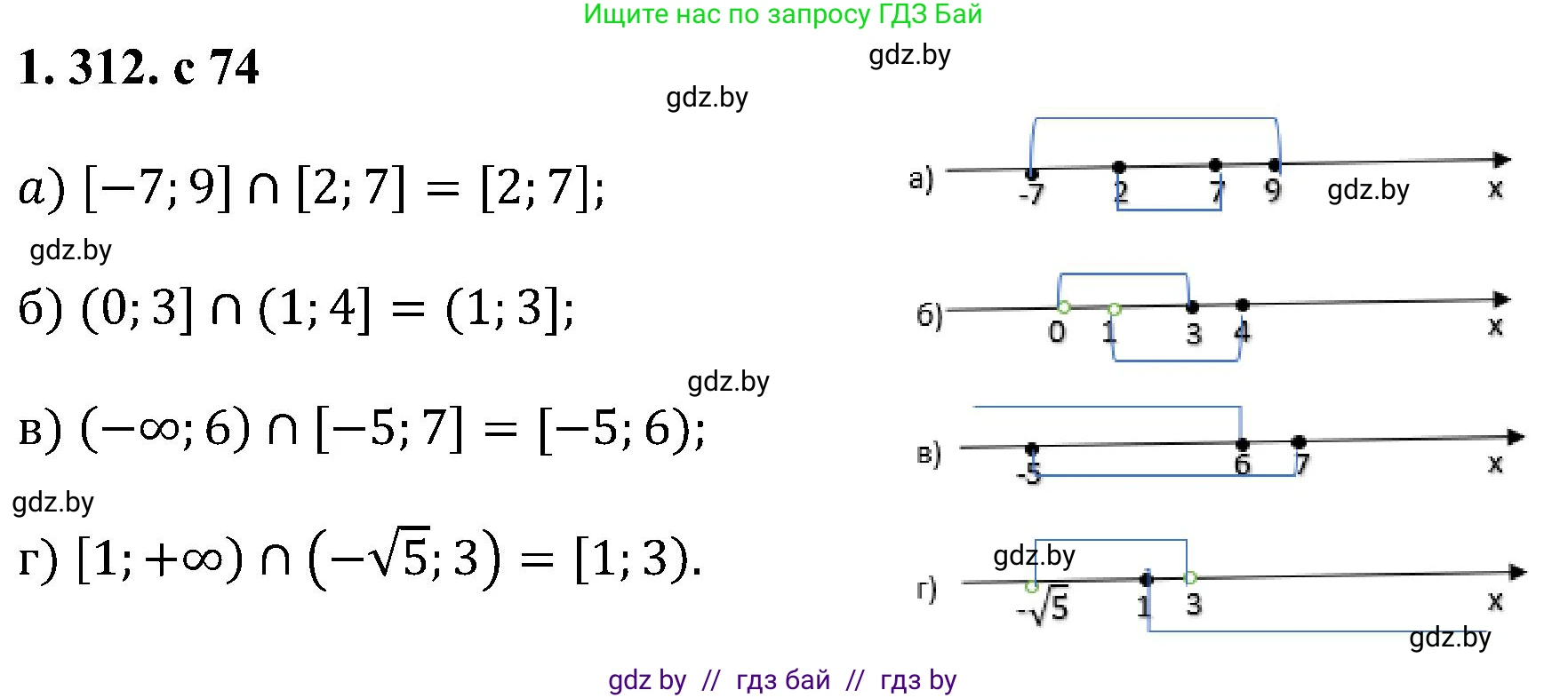 Алгебра, 8 класс Учебник, авторы: Арефьева Ирина Глебовна, Пирютко Ольга Николаевна, издательство Адукацыя i выхаванне, Минск, 2024, бирюзового цвета, страница 74, номер 1.312, Решение