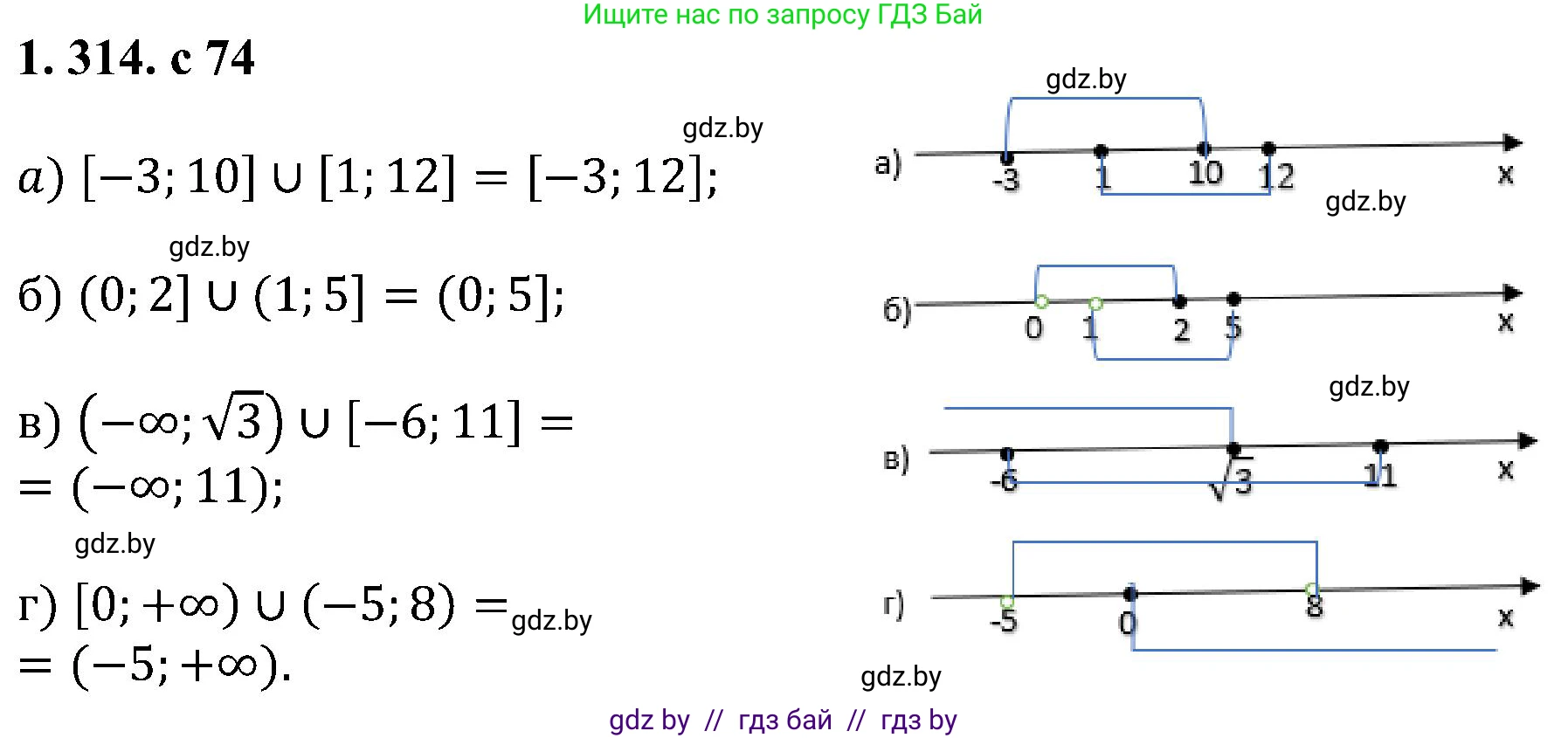 Алгебра, 8 класс Учебник, авторы: Арефьева Ирина Глебовна, Пирютко Ольга Николаевна, издательство Адукацыя i выхаванне, Минск, 2024, бирюзового цвета, страница 74, номер 1.314, Решение