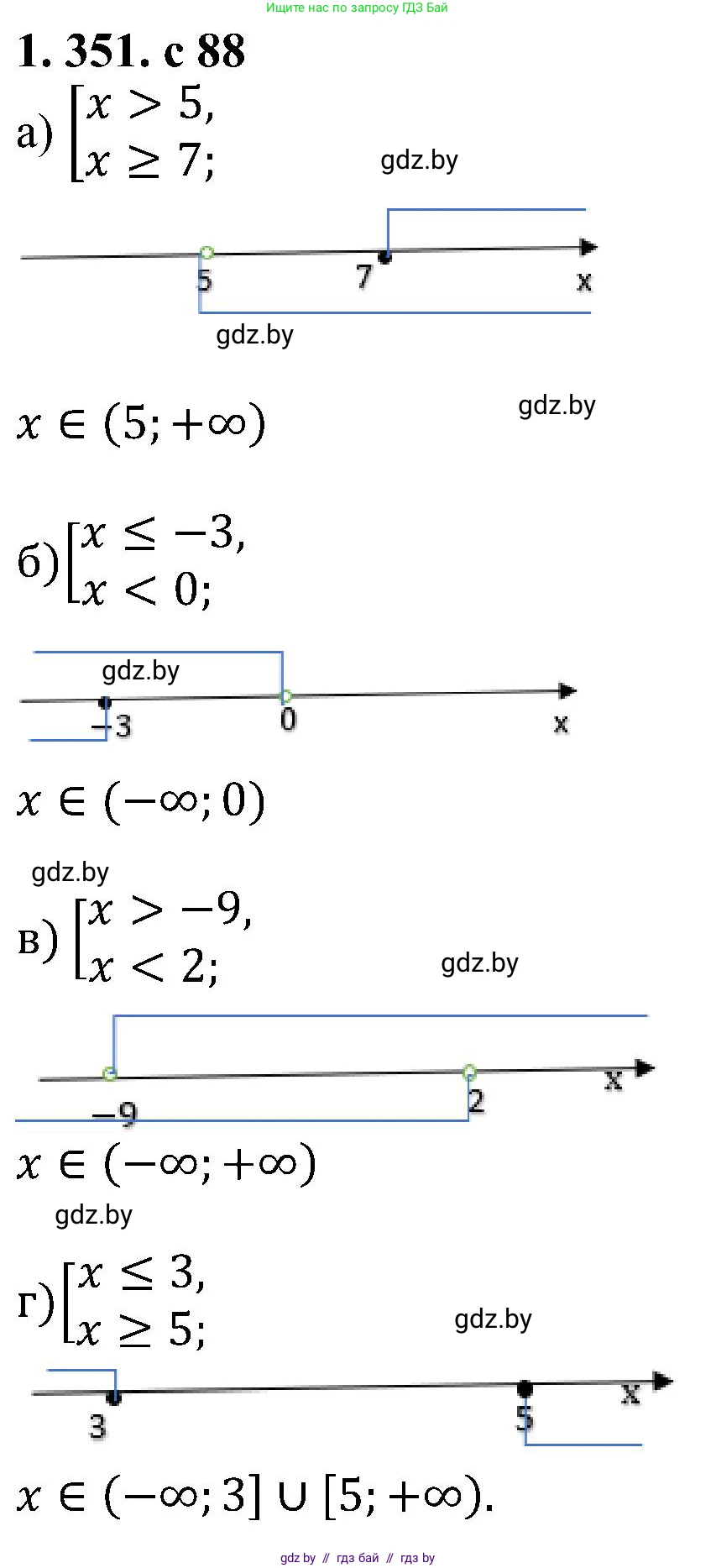 Алгебра, 8 класс Учебник, авторы: Арефьева Ирина Глебовна, Пирютко Ольга Николаевна, издательство Адукацыя i выхаванне, Минск, 2024, бирюзового цвета, страница 88, номер 1.351, Решение