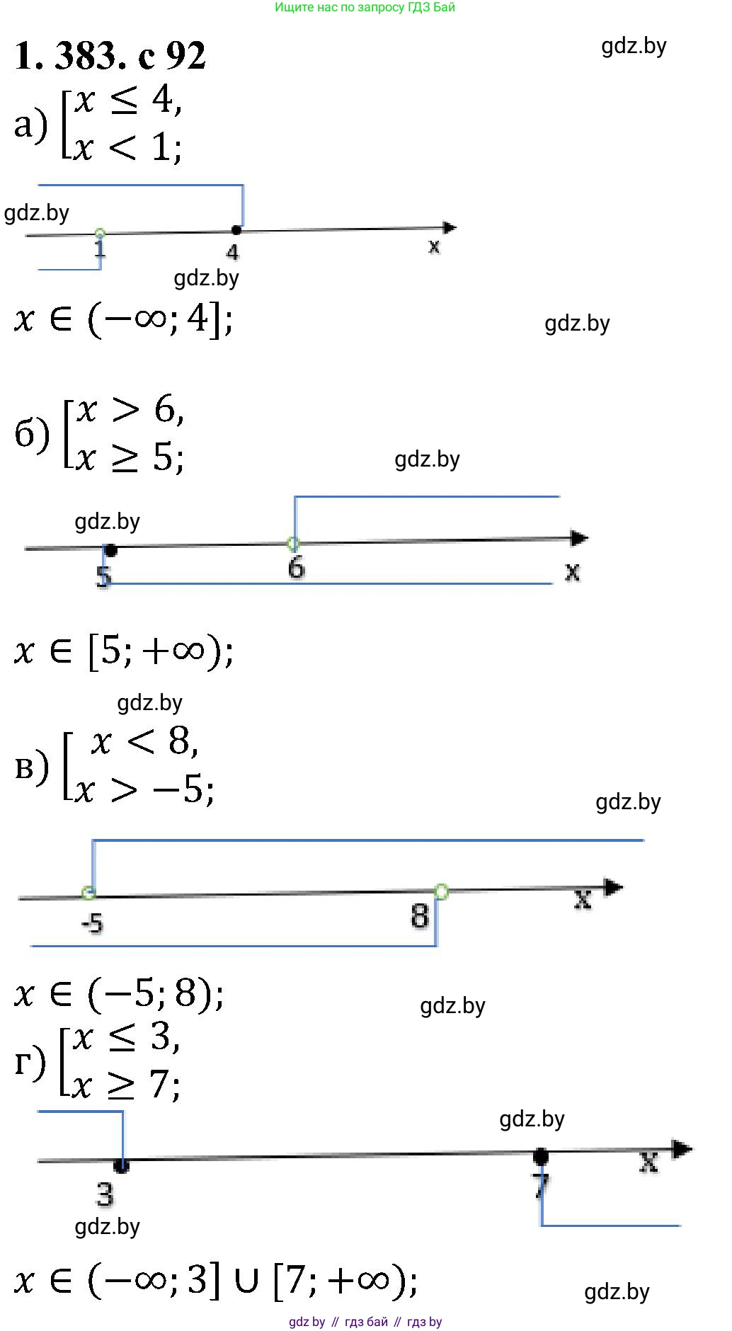Алгебра, 8 класс Учебник, авторы: Арефьева Ирина Глебовна, Пирютко Ольга Николаевна, издательство Адукацыя i выхаванне, Минск, 2024, бирюзового цвета, страница 92, номер 1.383, Решение