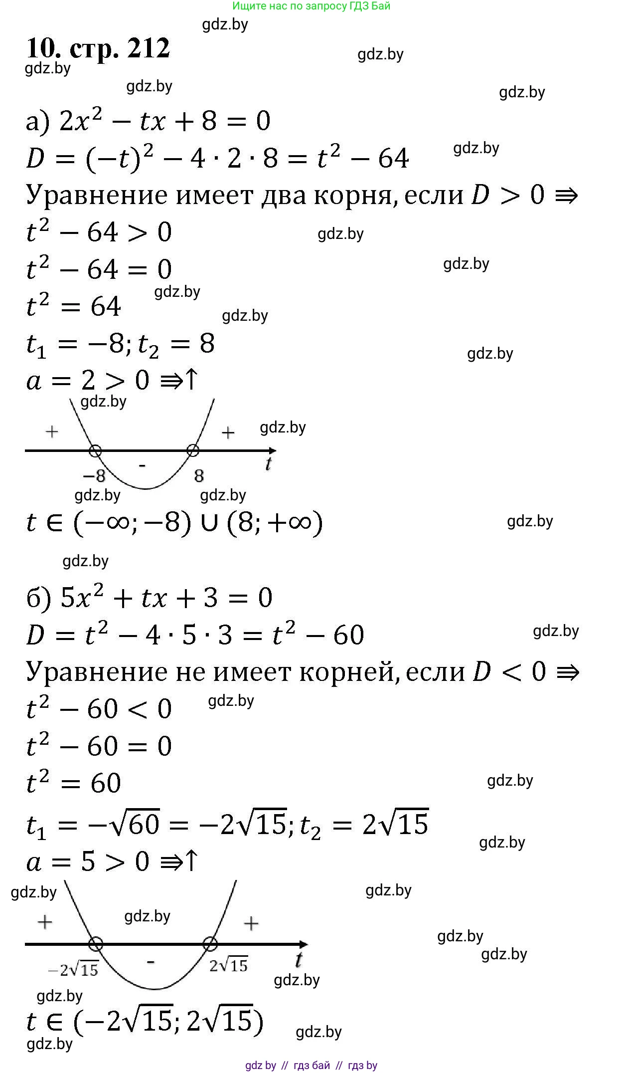 Алгебра, 8 класс Учебник, авторы: Арефьева Ирина Глебовна, Пирютко Ольга Николаевна, издательство Адукацыя i выхаванне, Минск, 2024, бирюзового цвета, страница 212, номер 10, Решение