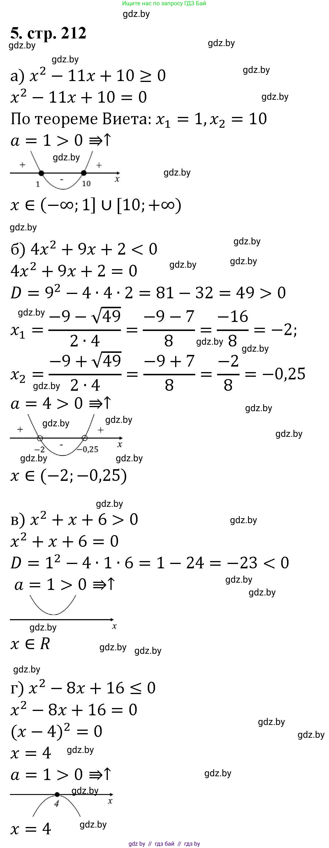 Алгебра, 8 класс Учебник, авторы: Арефьева Ирина Глебовна, Пирютко Ольга Николаевна, издательство Адукацыя i выхаванне, Минск, 2024, бирюзового цвета, страница 212, номер 5, Решение