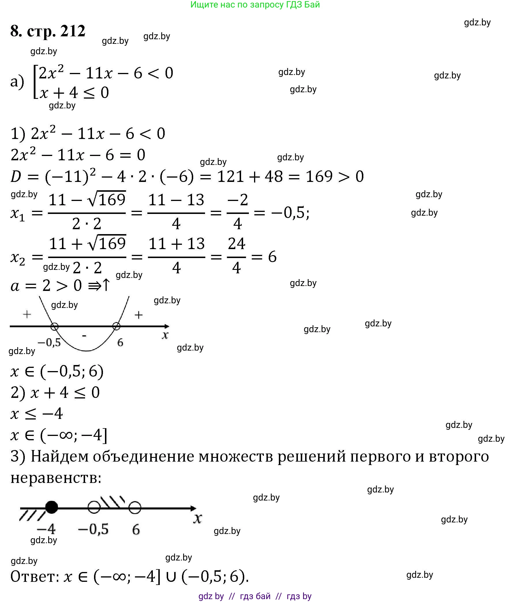 Алгебра, 8 класс Учебник, авторы: Арефьева Ирина Глебовна, Пирютко Ольга Николаевна, издательство Адукацыя i выхаванне, Минск, 2024, бирюзового цвета, страница 212, номер 8, Решение