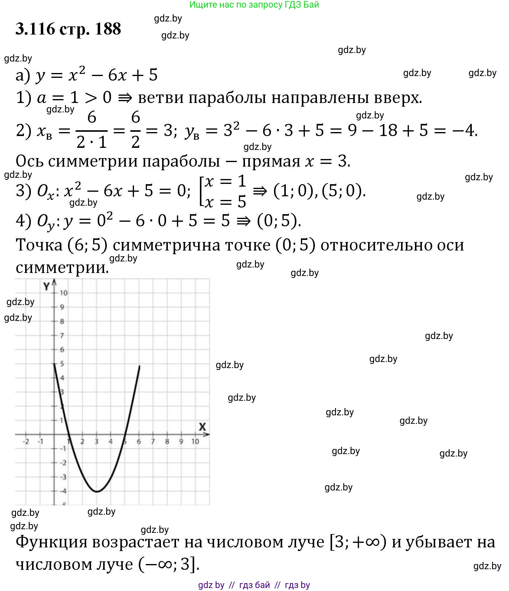 Алгебра, 8 класс Учебник, авторы: Арефьева Ирина Глебовна, Пирютко Ольга Николаевна, издательство Адукацыя i выхаванне, Минск, 2024, бирюзового цвета, страница 188, номер 3.116, Решение
