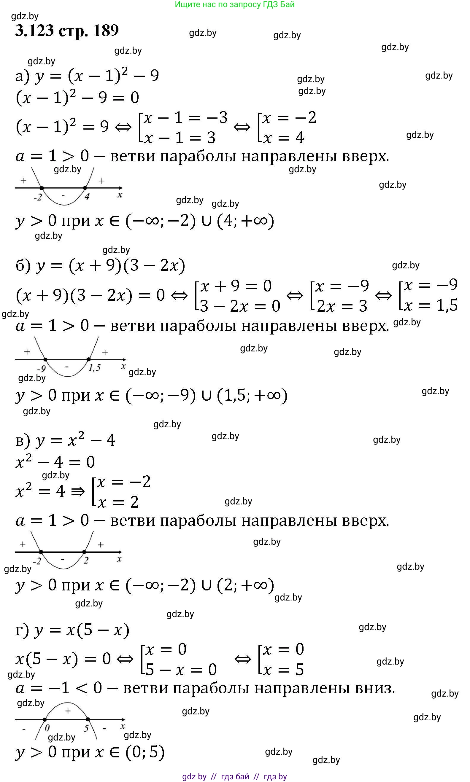 Алгебра, 8 класс Учебник, авторы: Арефьева Ирина Глебовна, Пирютко Ольга Николаевна, издательство Адукацыя i выхаванне, Минск, 2024, бирюзового цвета, страница 189, номер 3.123, Решение