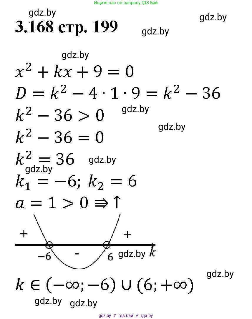 Алгебра, 8 класс Учебник, авторы: Арефьева Ирина Глебовна, Пирютко Ольга Николаевна, издательство Адукацыя i выхаванне, Минск, 2024, бирюзового цвета, страница 199, номер 3.168, Решение