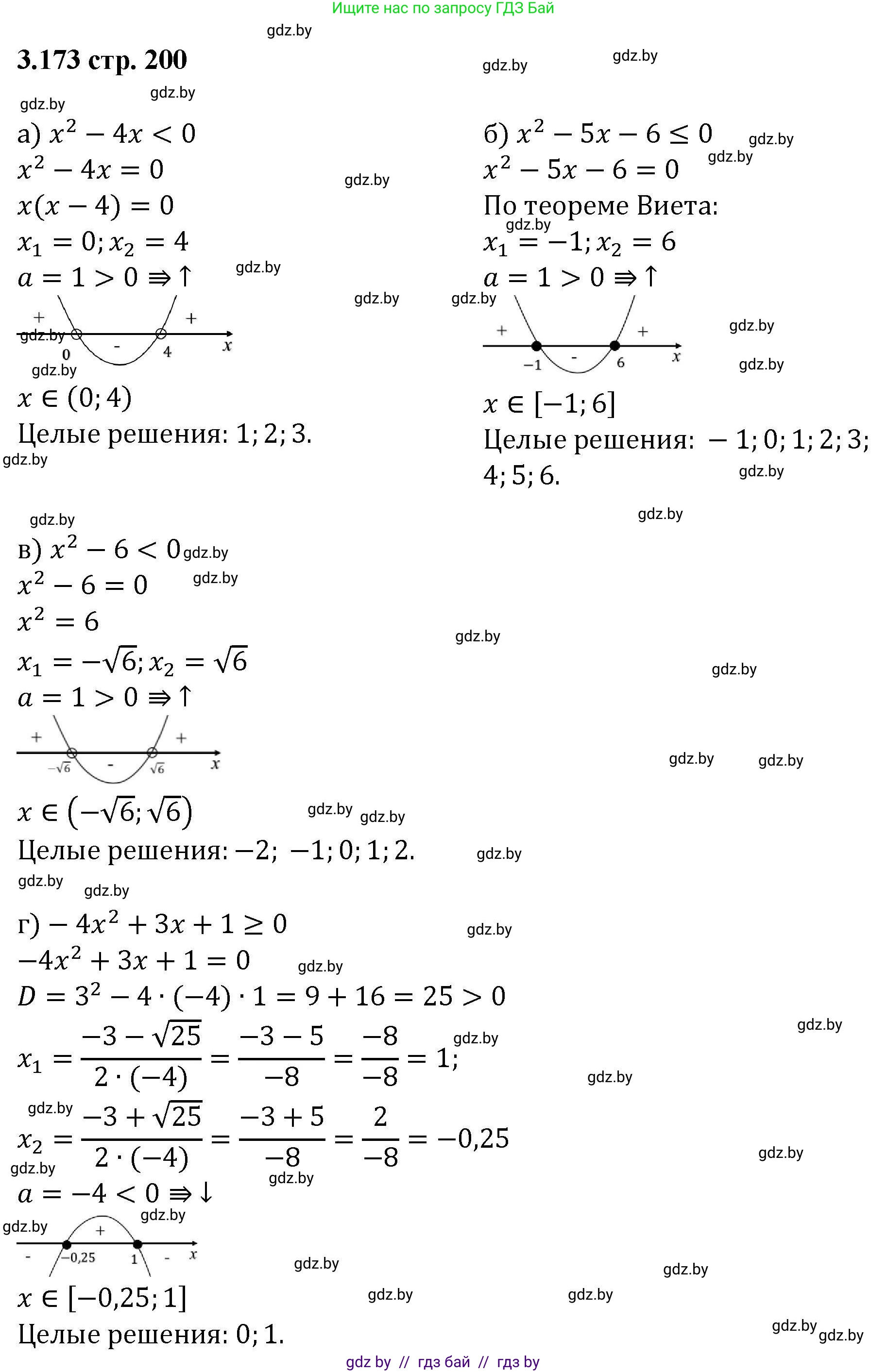 Алгебра, 8 класс Учебник, авторы: Арефьева Ирина Глебовна, Пирютко Ольга Николаевна, издательство Адукацыя i выхаванне, Минск, 2024, бирюзового цвета, страница 200, номер 3.173, Решение