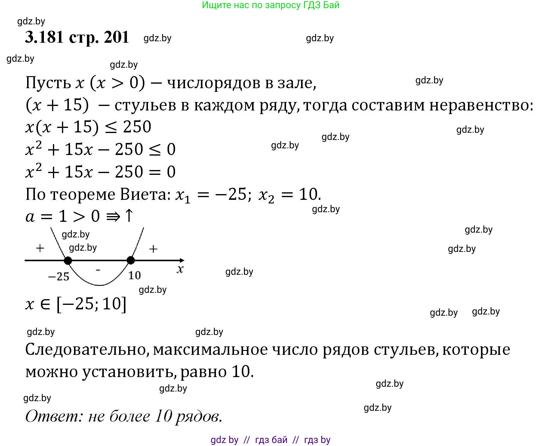Алгебра, 8 класс Учебник, авторы: Арефьева Ирина Глебовна, Пирютко Ольга Николаевна, издательство Адукацыя i выхаванне, Минск, 2024, бирюзового цвета, страница 201, номер 3.181, Решение