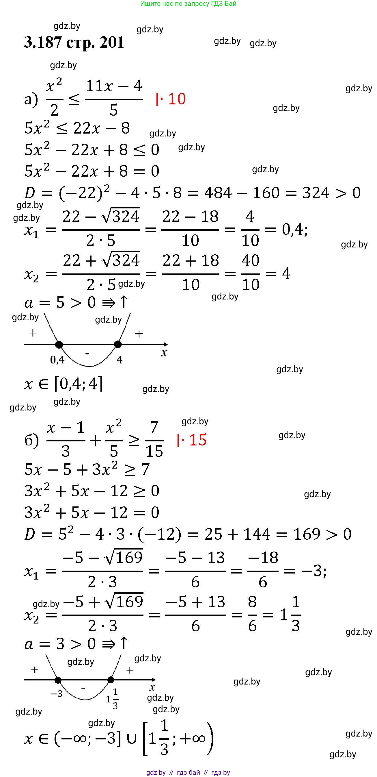 Алгебра, 8 класс Учебник, авторы: Арефьева Ирина Глебовна, Пирютко Ольга Николаевна, издательство Адукацыя i выхаванне, Минск, 2024, бирюзового цвета, страница 201, номер 3.187, Решение