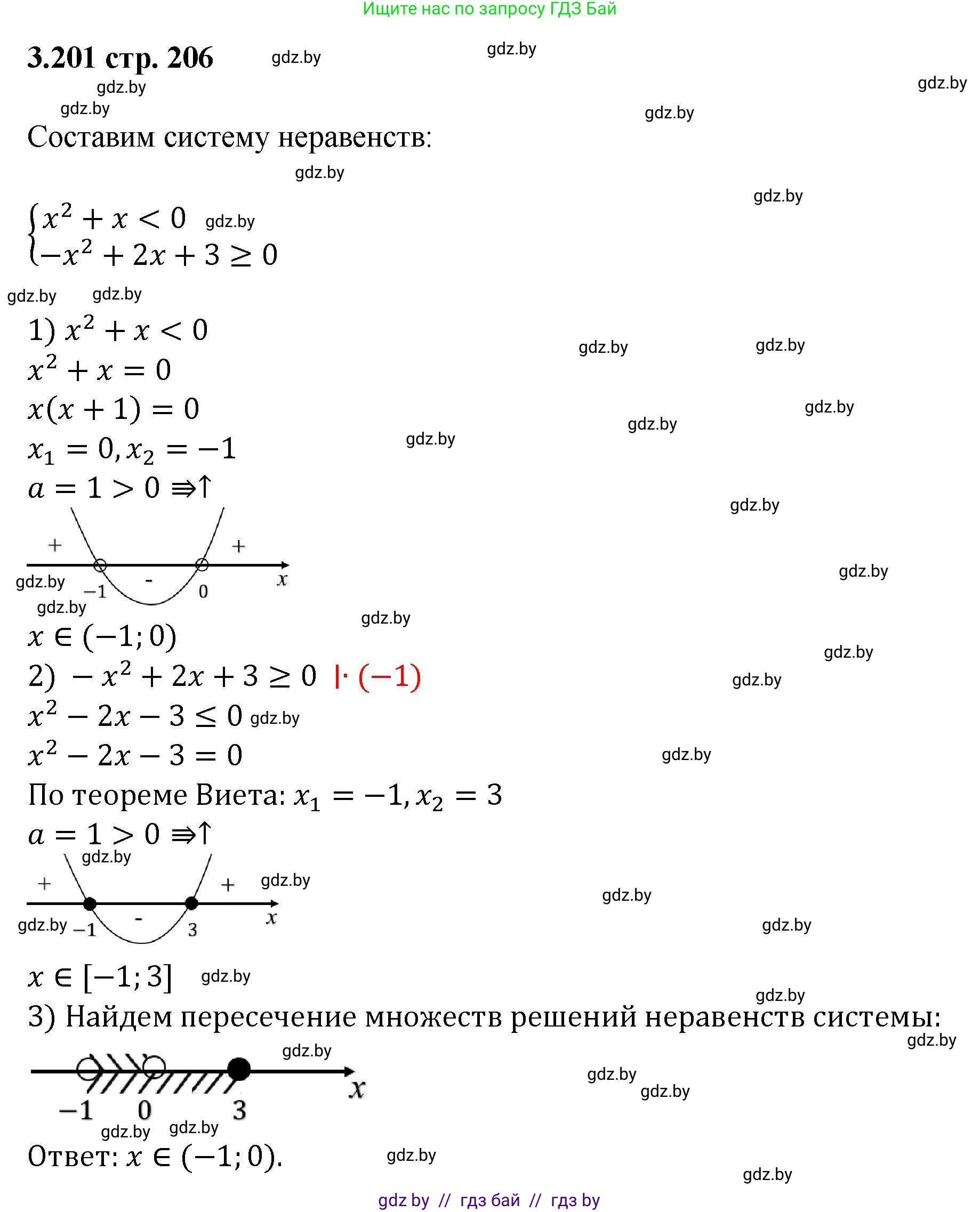 Алгебра, 8 класс Учебник, авторы: Арефьева Ирина Глебовна, Пирютко Ольга Николаевна, издательство Адукацыя i выхаванне, Минск, 2024, бирюзового цвета, страница 206, номер 3.201, Решение