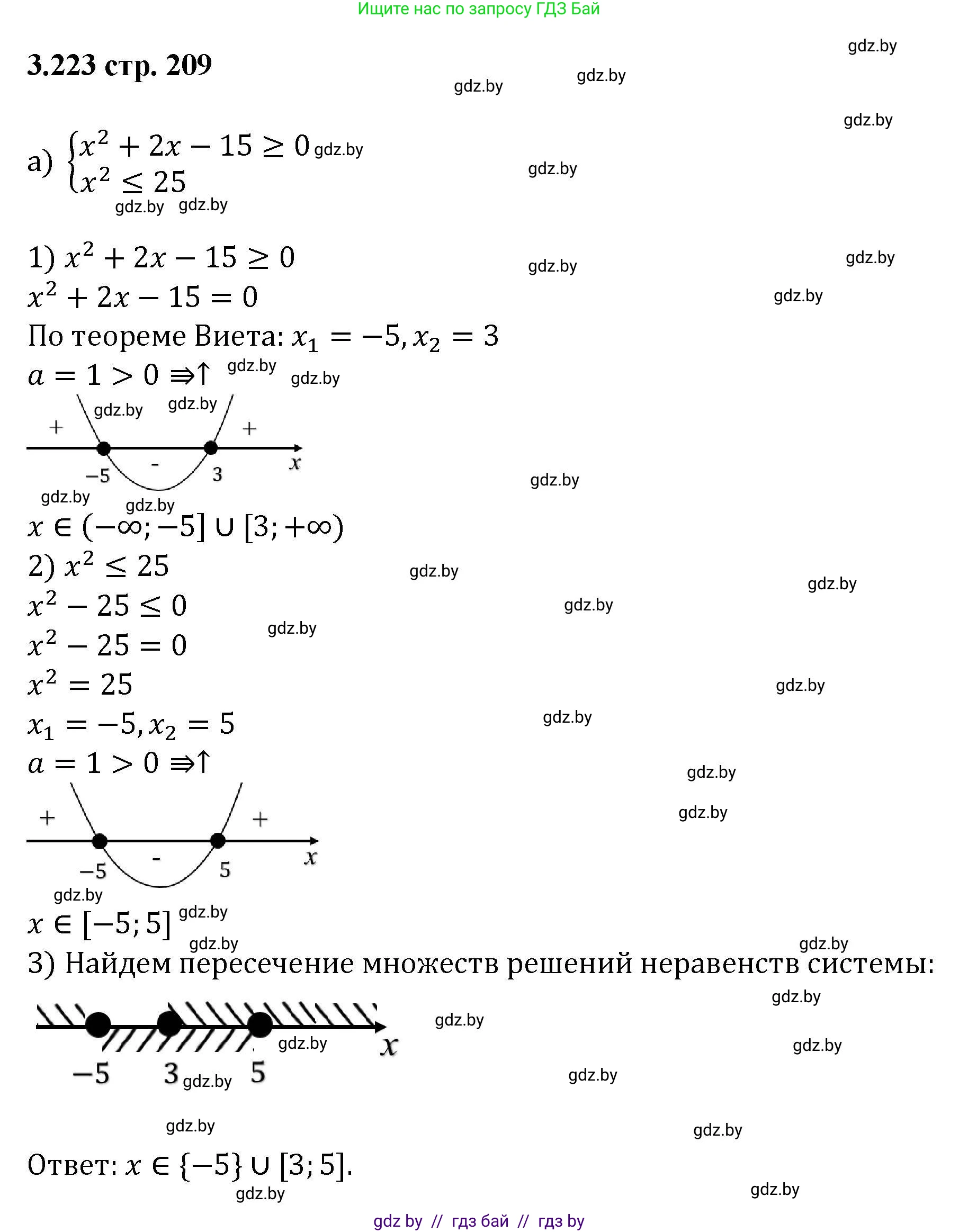 Алгебра, 8 класс Учебник, авторы: Арефьева Ирина Глебовна, Пирютко Ольга Николаевна, издательство Адукацыя i выхаванне, Минск, 2024, бирюзового цвета, страница 209, номер 3.223, Решение