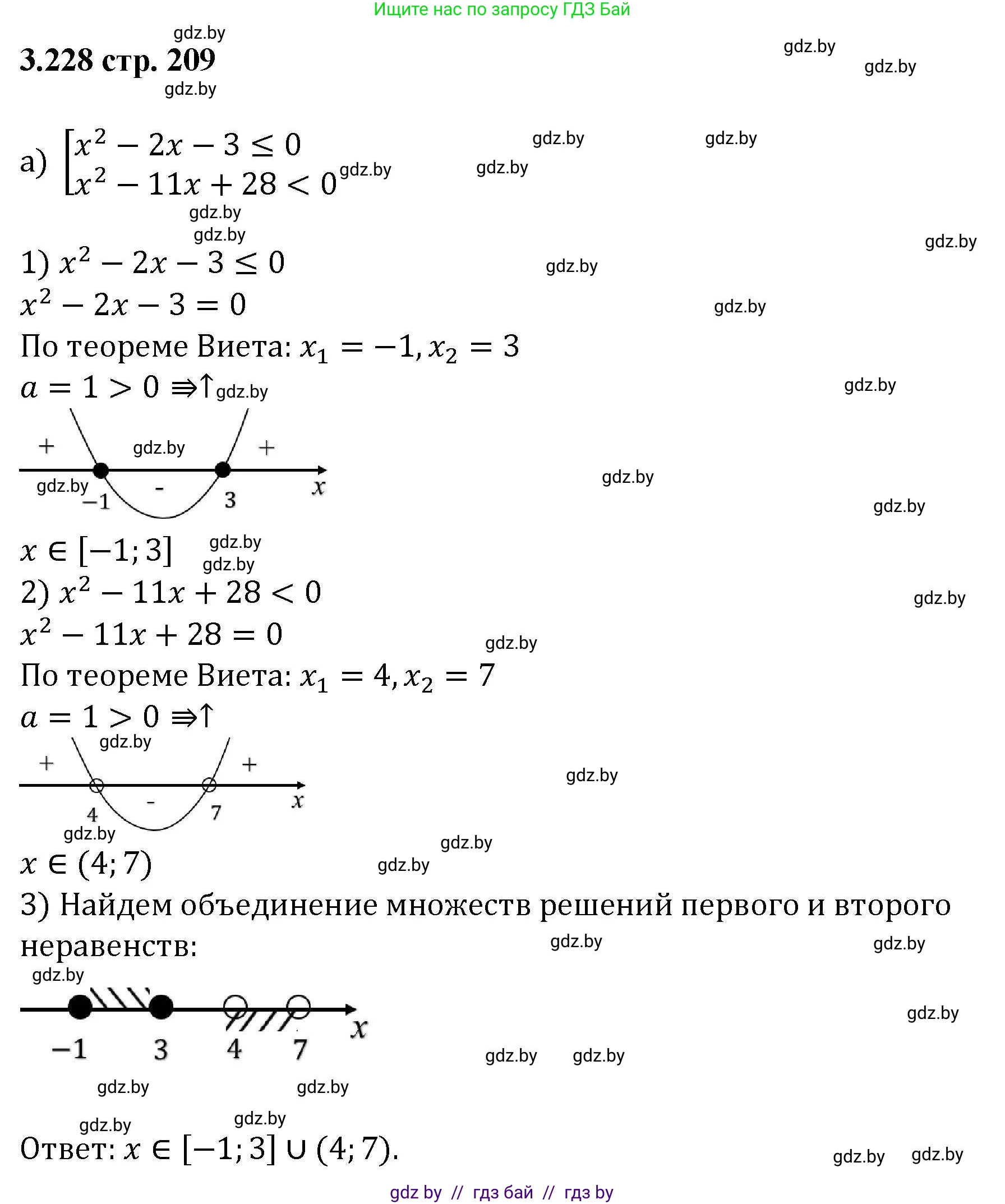 Алгебра, 8 класс Учебник, авторы: Арефьева Ирина Глебовна, Пирютко Ольга Николаевна, издательство Адукацыя i выхаванне, Минск, 2024, бирюзового цвета, страница 209, номер 3.228, Решение