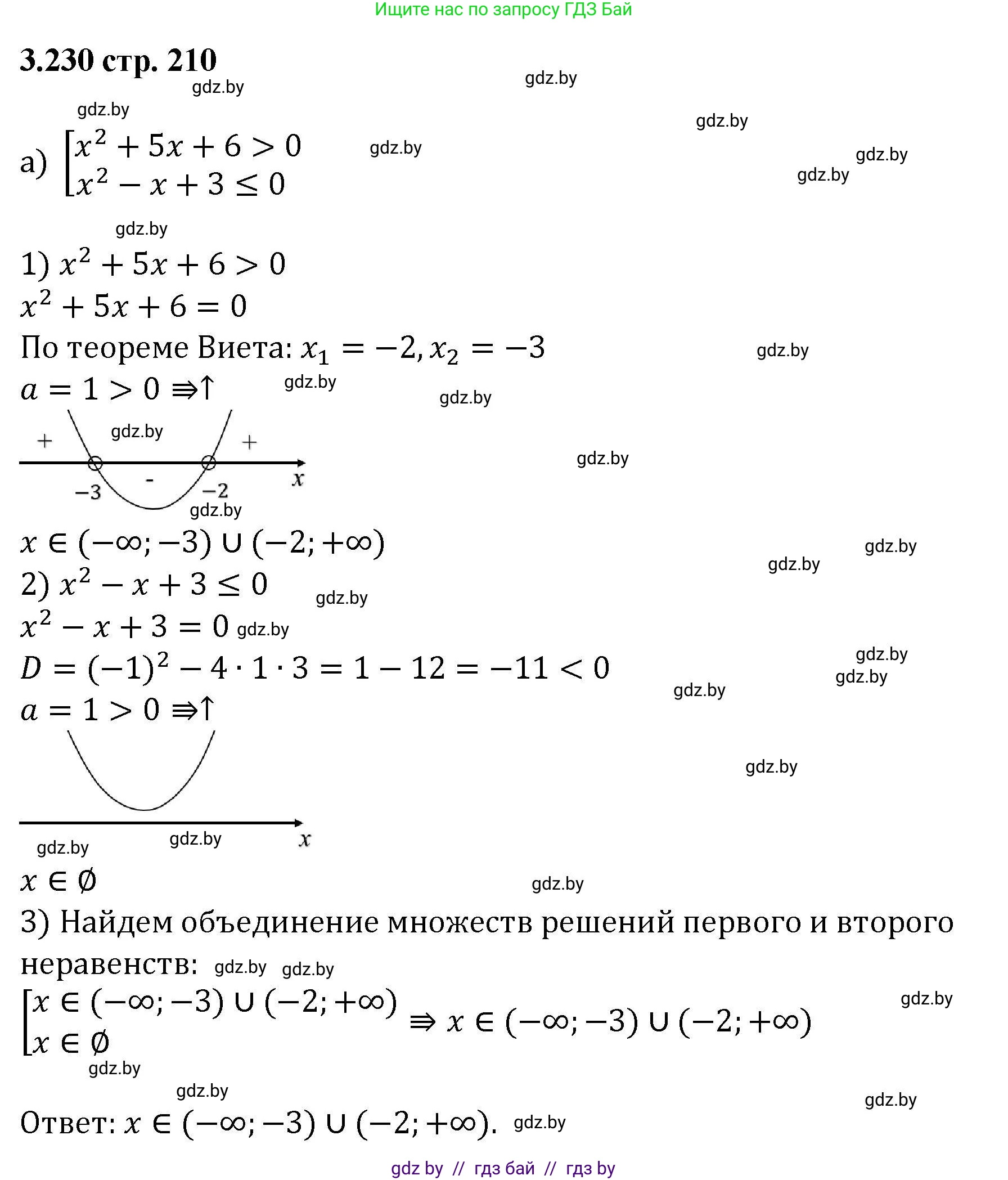 Алгебра, 8 класс Учебник, авторы: Арефьева Ирина Глебовна, Пирютко Ольга Николаевна, издательство Адукацыя i выхаванне, Минск, 2024, бирюзового цвета, страница 210, номер 3.230, Решение