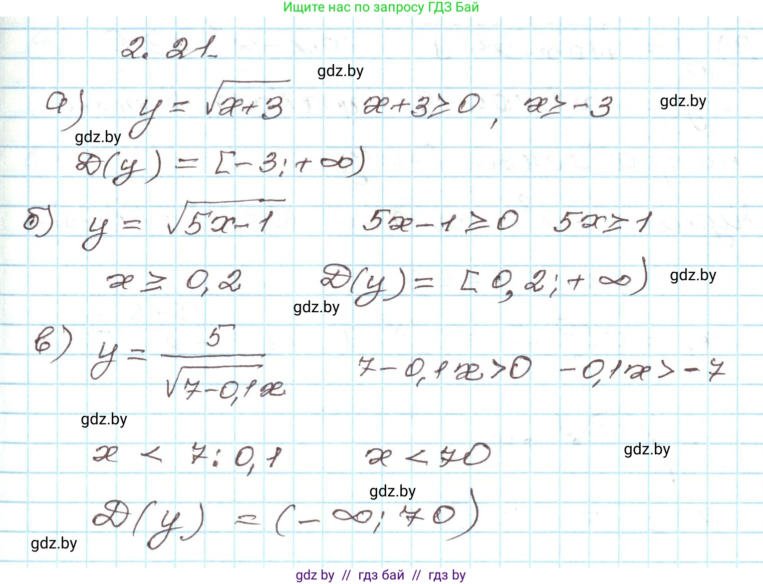 Алгебра, 9 класс Учебник, авторы: Арефьева Ирина Глебовна, Пирютко Ольга Николаевна, издательство Народная асвета, Минск, 2019, голубого цвета, страница 87, номер 2.21, Решение