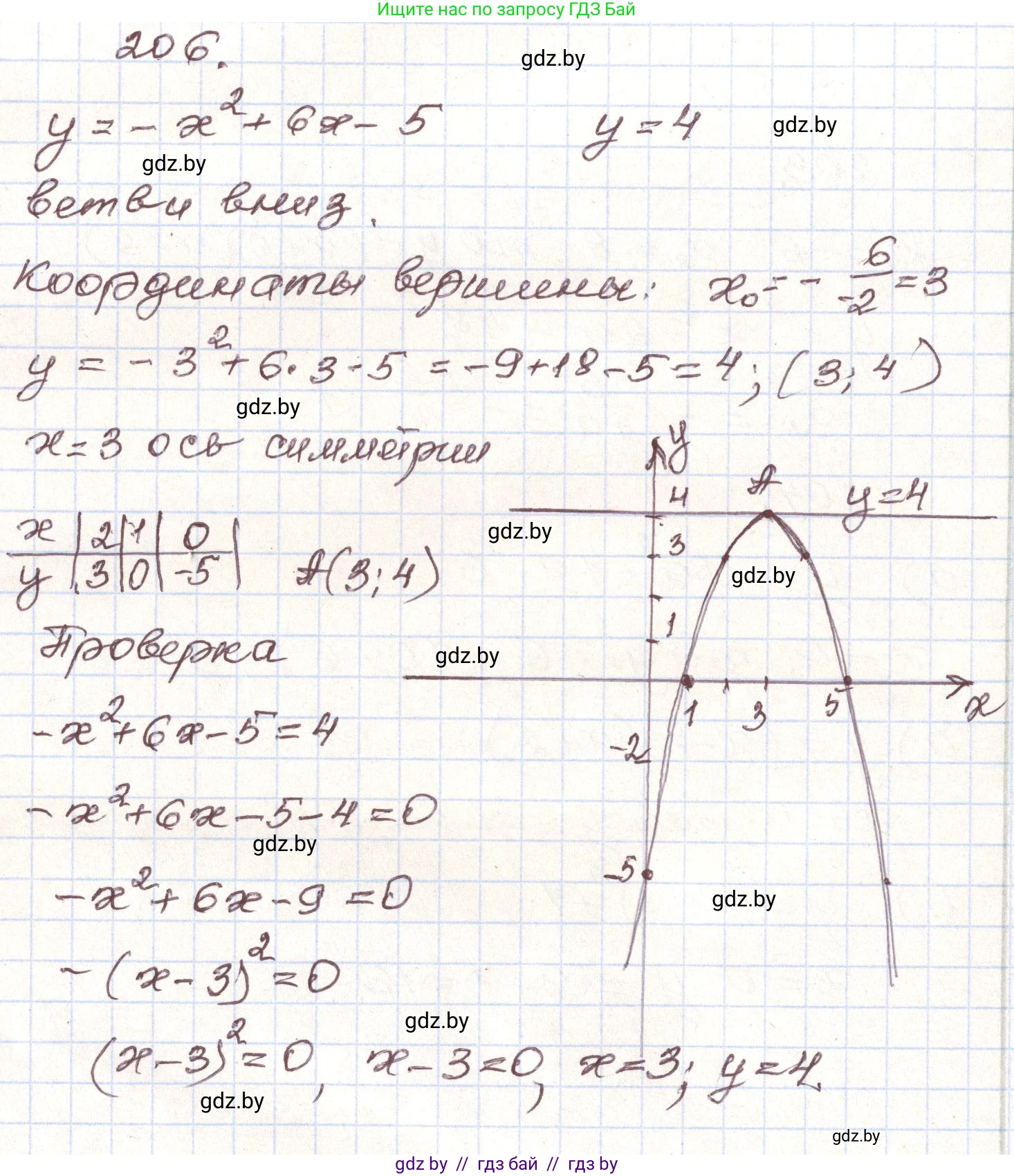 Алгебра, 9 класс Учебник, авторы: Арефьева Ирина Глебовна, Пирютко Ольга Николаевна, издательство Народная асвета, Минск, 2019, голубого цвета, страница 286, номер 206, Решение