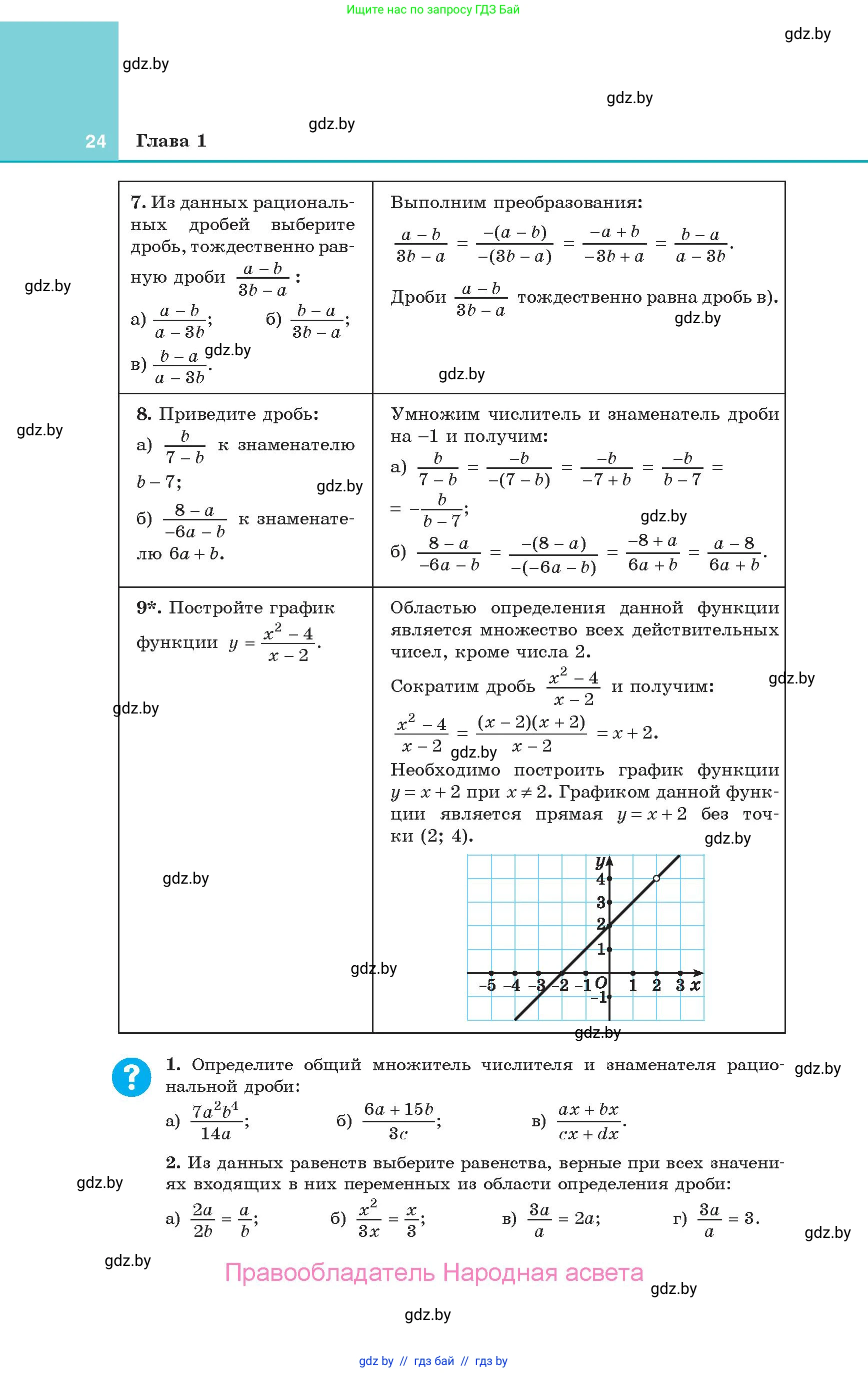 Алгебра, 10 класс Учебник, авторы: Арефьева Ирина Глебовна, Пирютко Ольга Николаевна, издательство Народная асвета, Минск, 2019, голубого цвета, страница 24