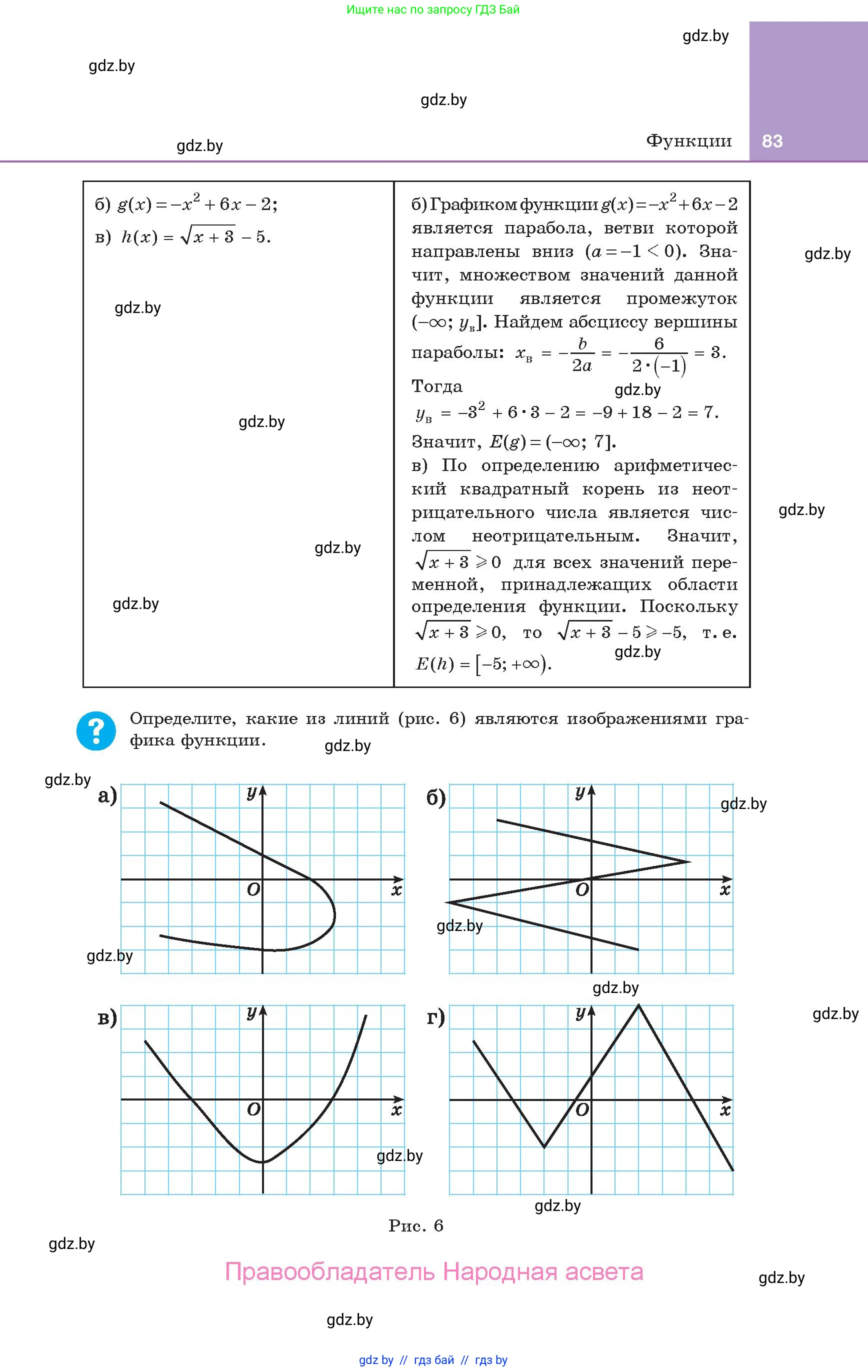 Алгебра, 10 класс Учебник, авторы: Арефьева Ирина Глебовна, Пирютко Ольга Николаевна, издательство Народная асвета, Минск, 2019, голубого цвета, страница 83
