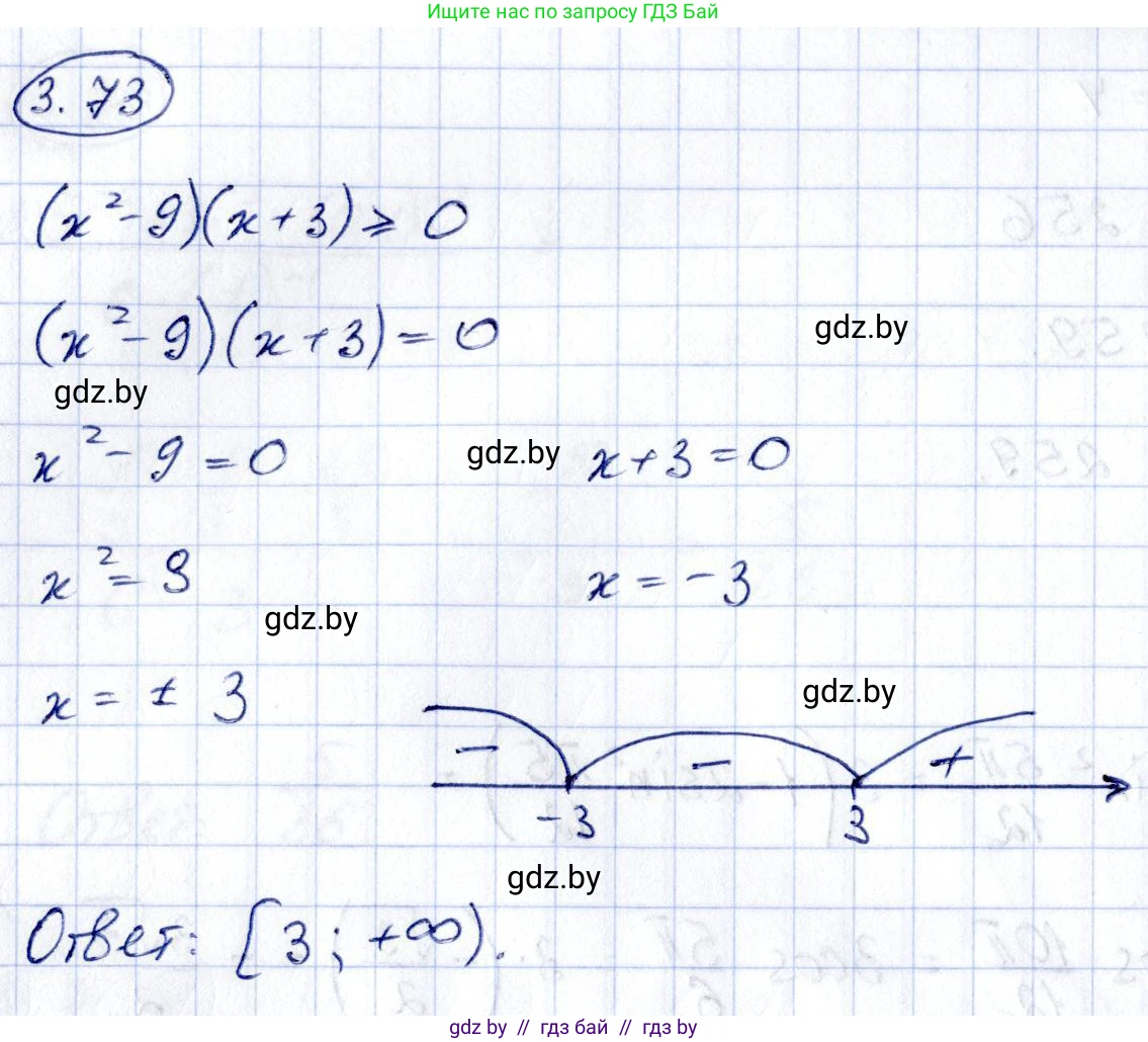 Алгебра, 10 класс Учебник, авторы: Арефьева Ирина Глебовна, Пирютко Ольга Николаевна, издательство Народная асвета, Минск, 2019, голубого цвета, страница 239, номер 3.73, Решение