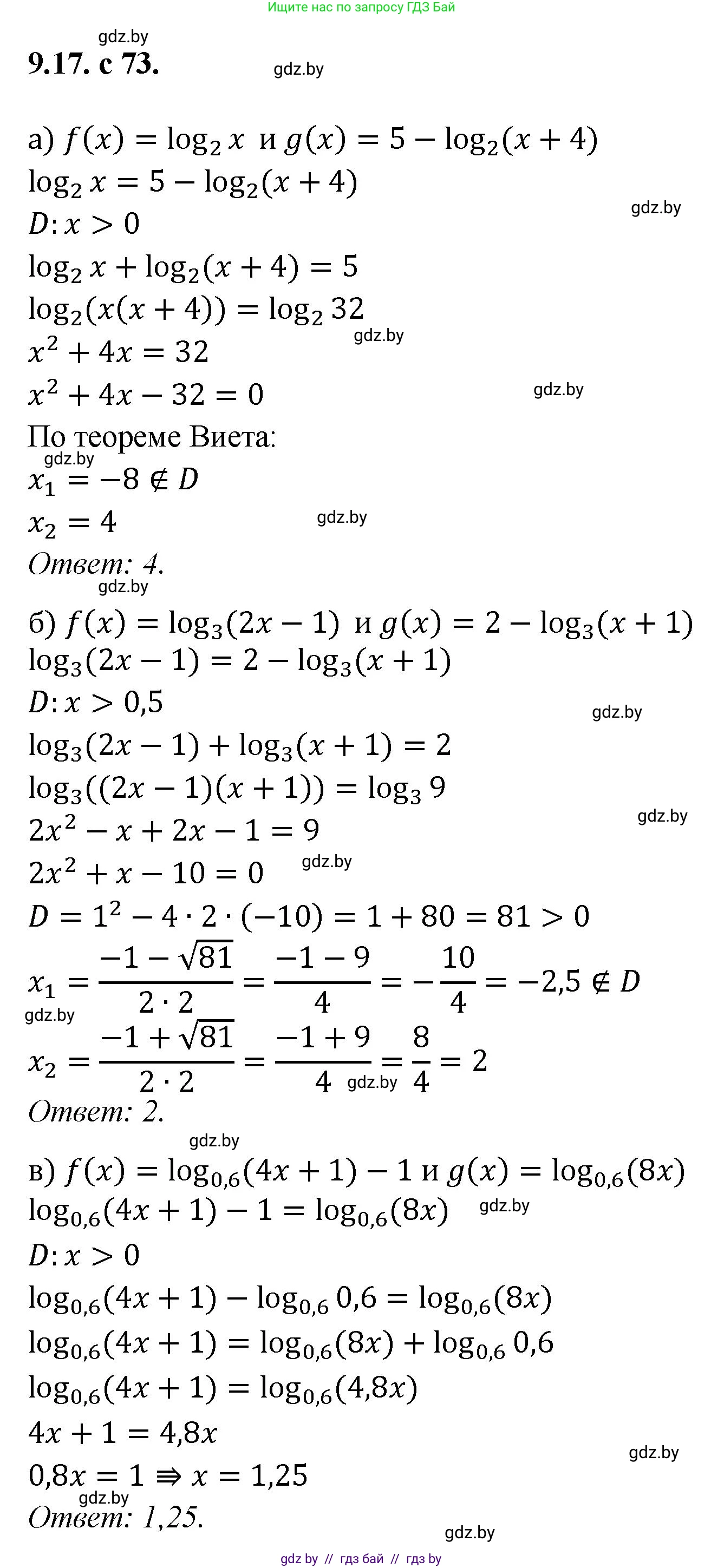 Алгебра, 11 класс Сборник задач, авторы: Арефьева Ирина Глебовна, Пирютко Ольга Николаевна, издательство Народная асвета, Минск, 2020, белого цвета, страница 73, номер 17, Решение