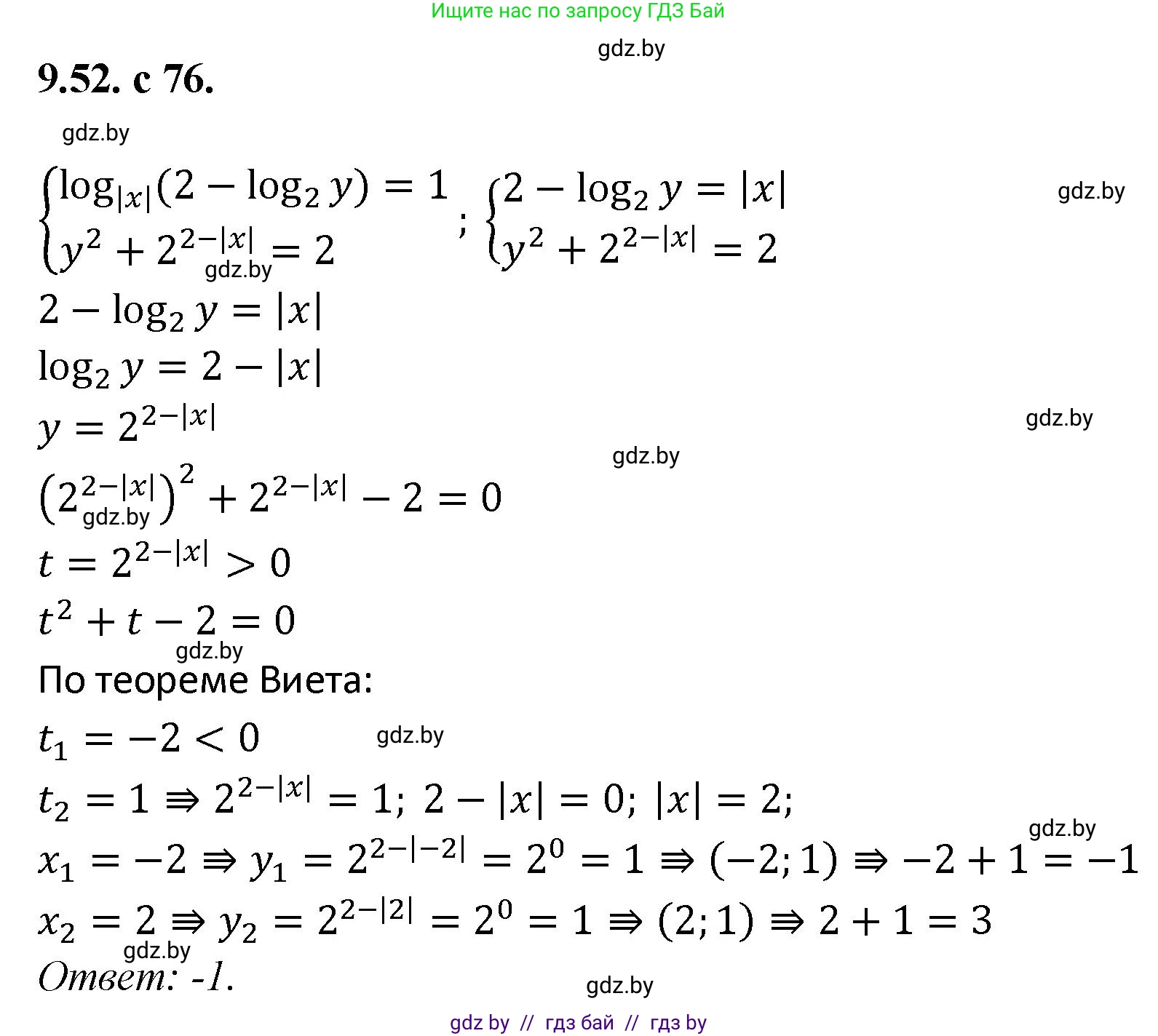 Алгебра, 11 класс Сборник задач, авторы: Арефьева Ирина Глебовна, Пирютко Ольга Николаевна, издательство Народная асвета, Минск, 2020, белого цвета, страница 76, номер 52, Решение