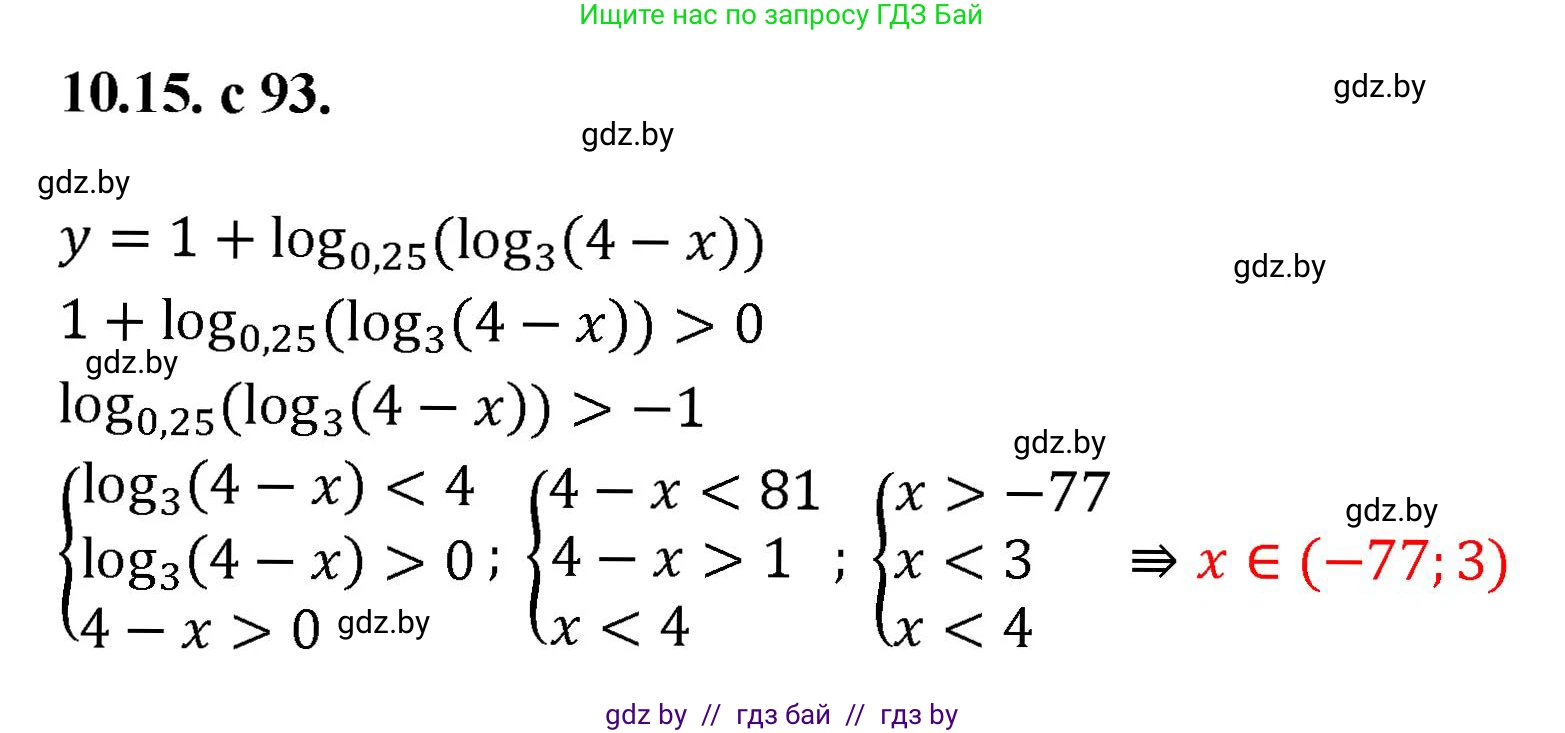 Алгебра, 11 класс Сборник задач, авторы: Арефьева Ирина Глебовна, Пирютко Ольга Николаевна, издательство Народная асвета, Минск, 2020, белого цвета, страница 93, номер 15, Решение
