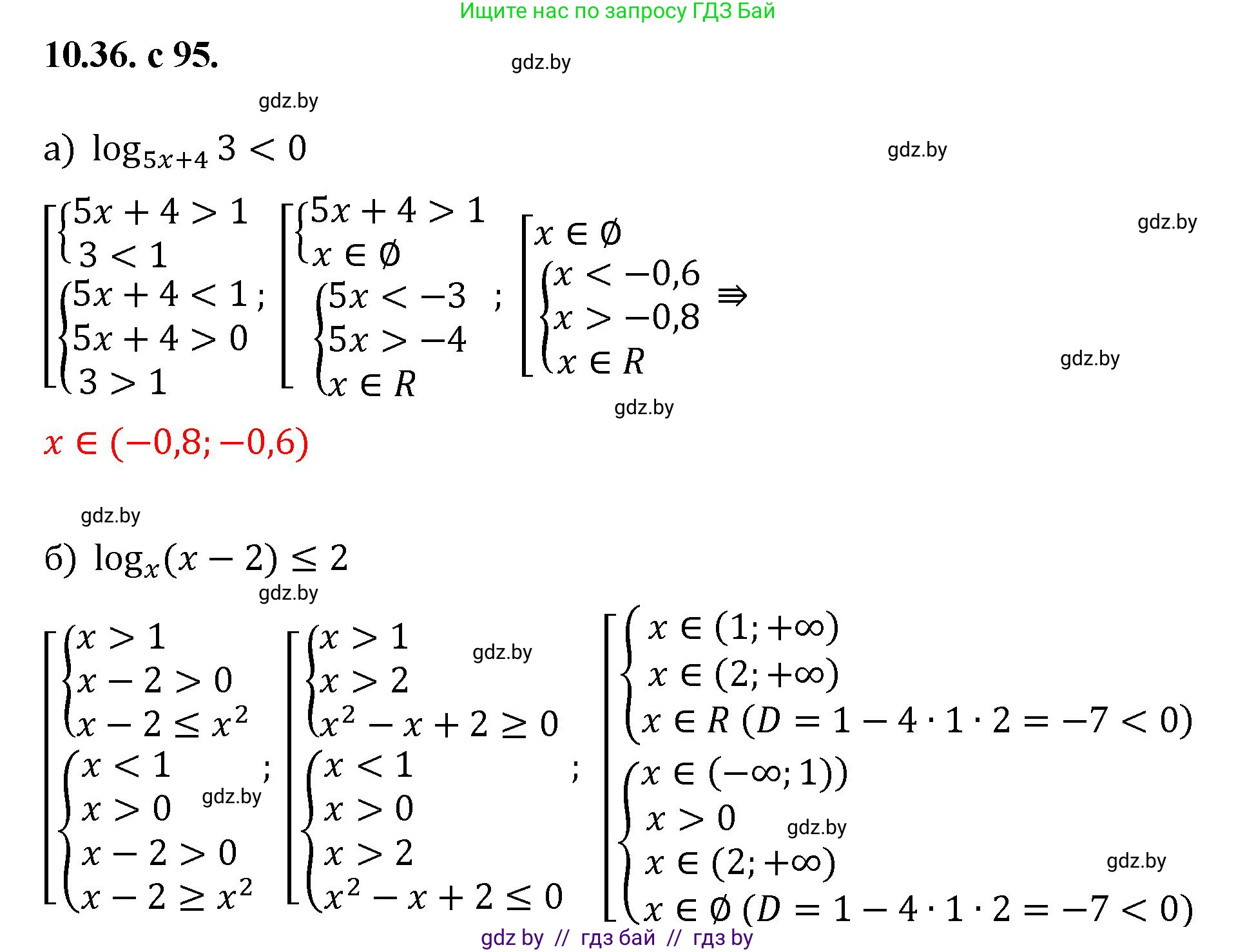 Алгебра, 11 класс Сборник задач, авторы: Арефьева Ирина Глебовна, Пирютко Ольга Николаевна, издательство Народная асвета, Минск, 2020, белого цвета, страница 95, номер 36, Решение