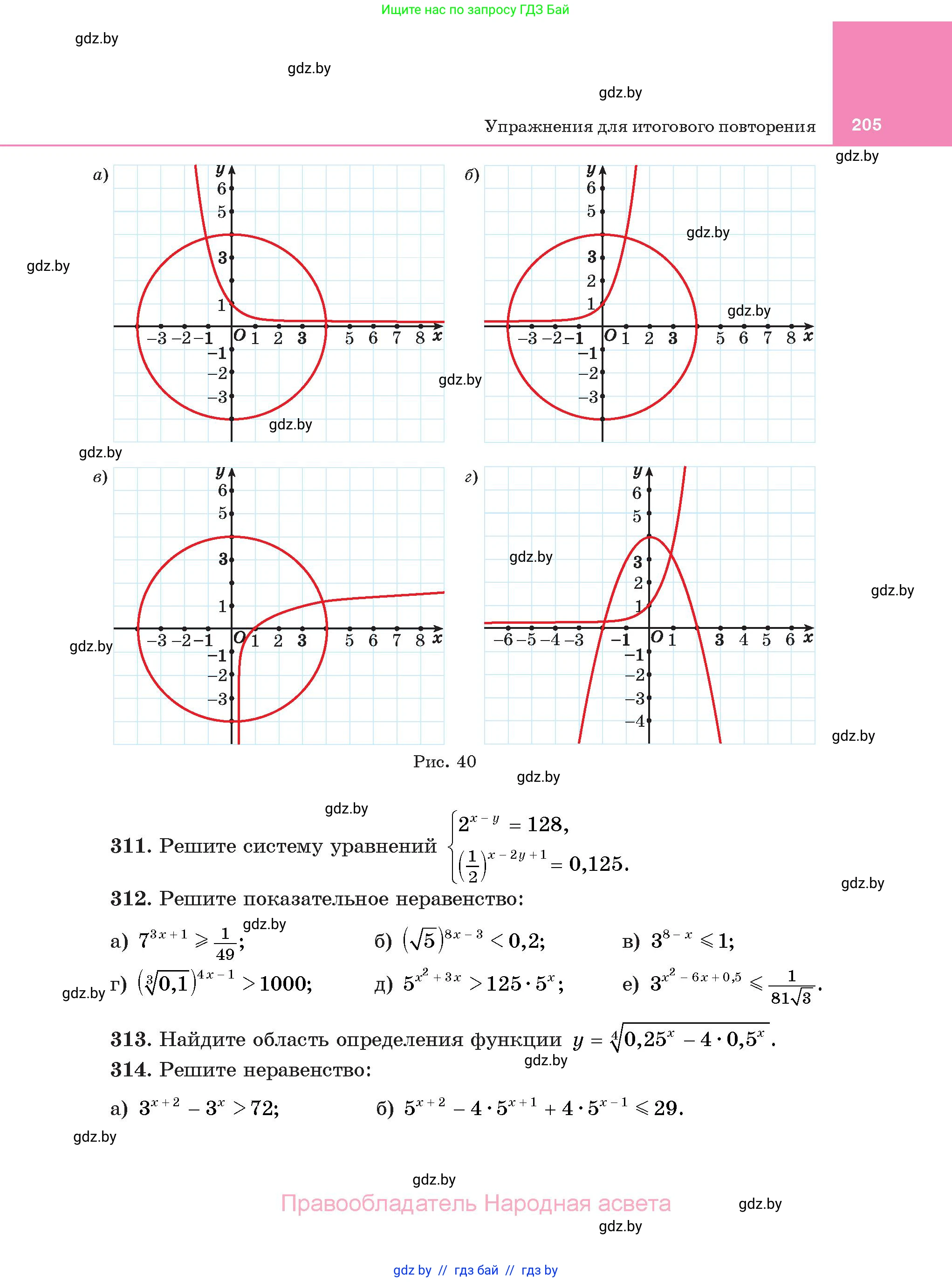 Алгебра, 11 класс Учебник, авторы: Арефьева Ирина Глебовна, Пирютко Ольга Николаевна, издательство Народная асвета, Минск, 2020, бирюзового цвета, страница 205