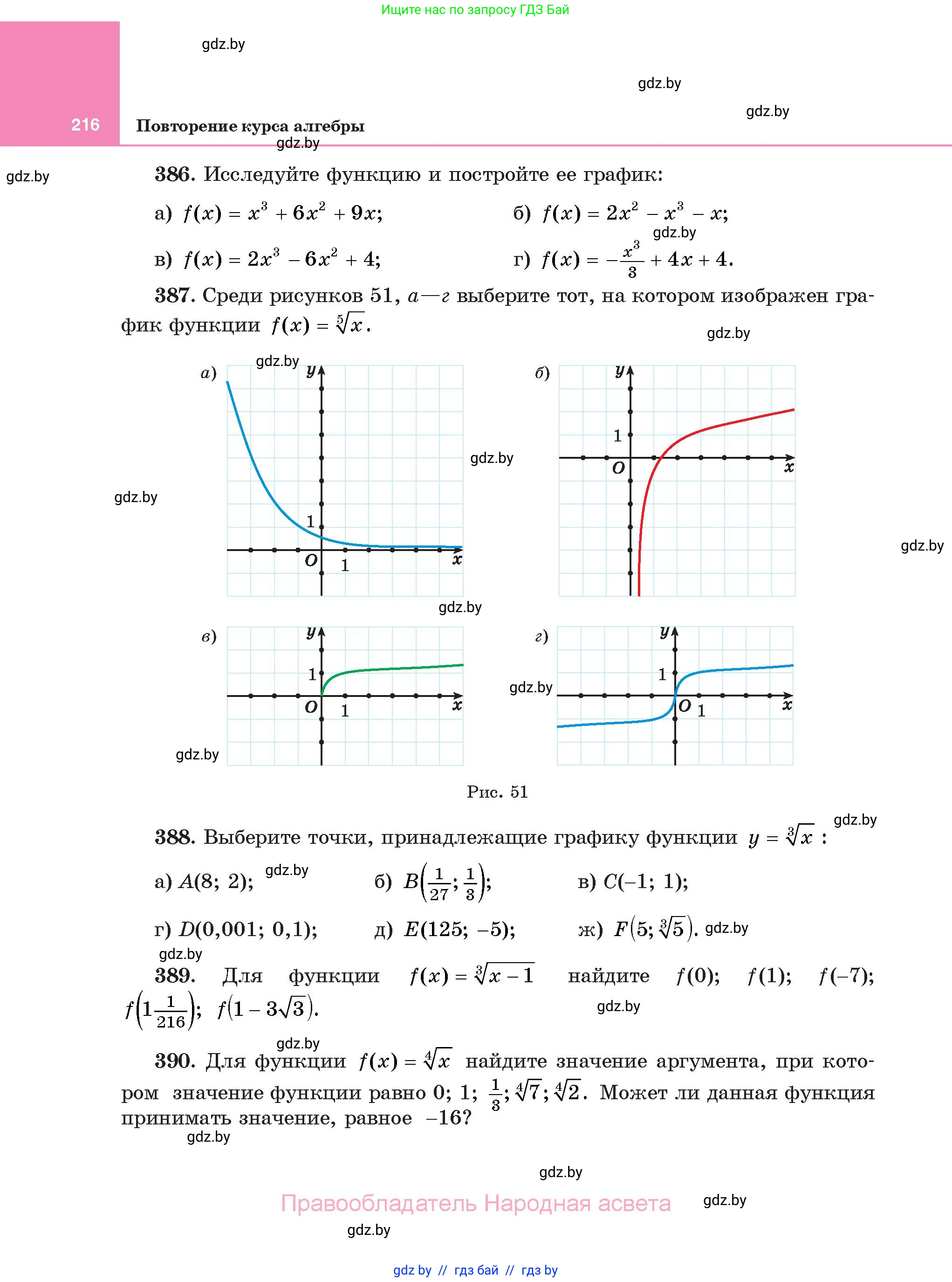 Алгебра, 11 класс Учебник, авторы: Арефьева Ирина Глебовна, Пирютко Ольга Николаевна, издательство Народная асвета, Минск, 2020, бирюзового цвета, страница 216