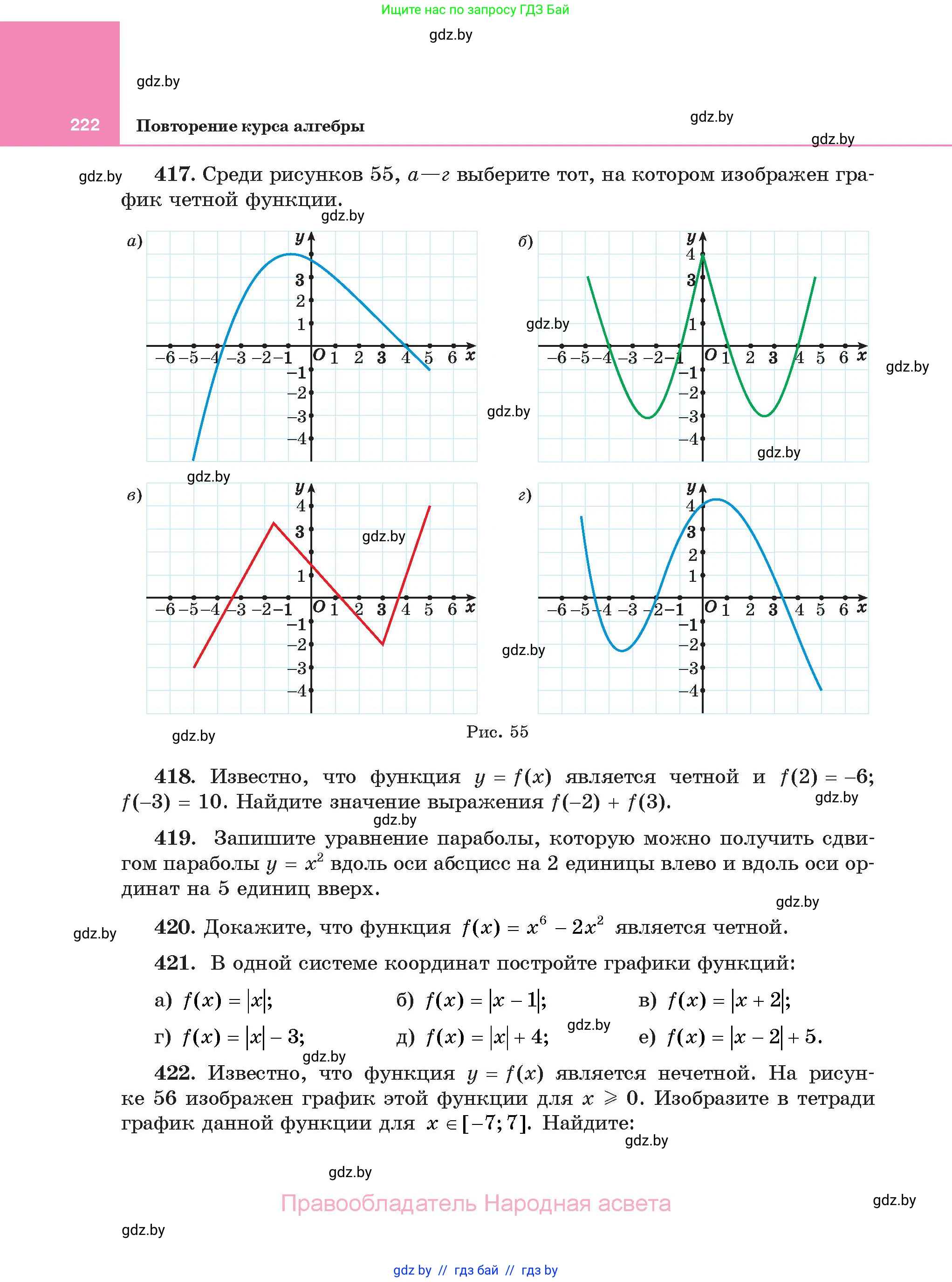 Алгебра, 11 класс Учебник, авторы: Арефьева Ирина Глебовна, Пирютко Ольга Николаевна, издательство Народная асвета, Минск, 2020, бирюзового цвета, страница 222
