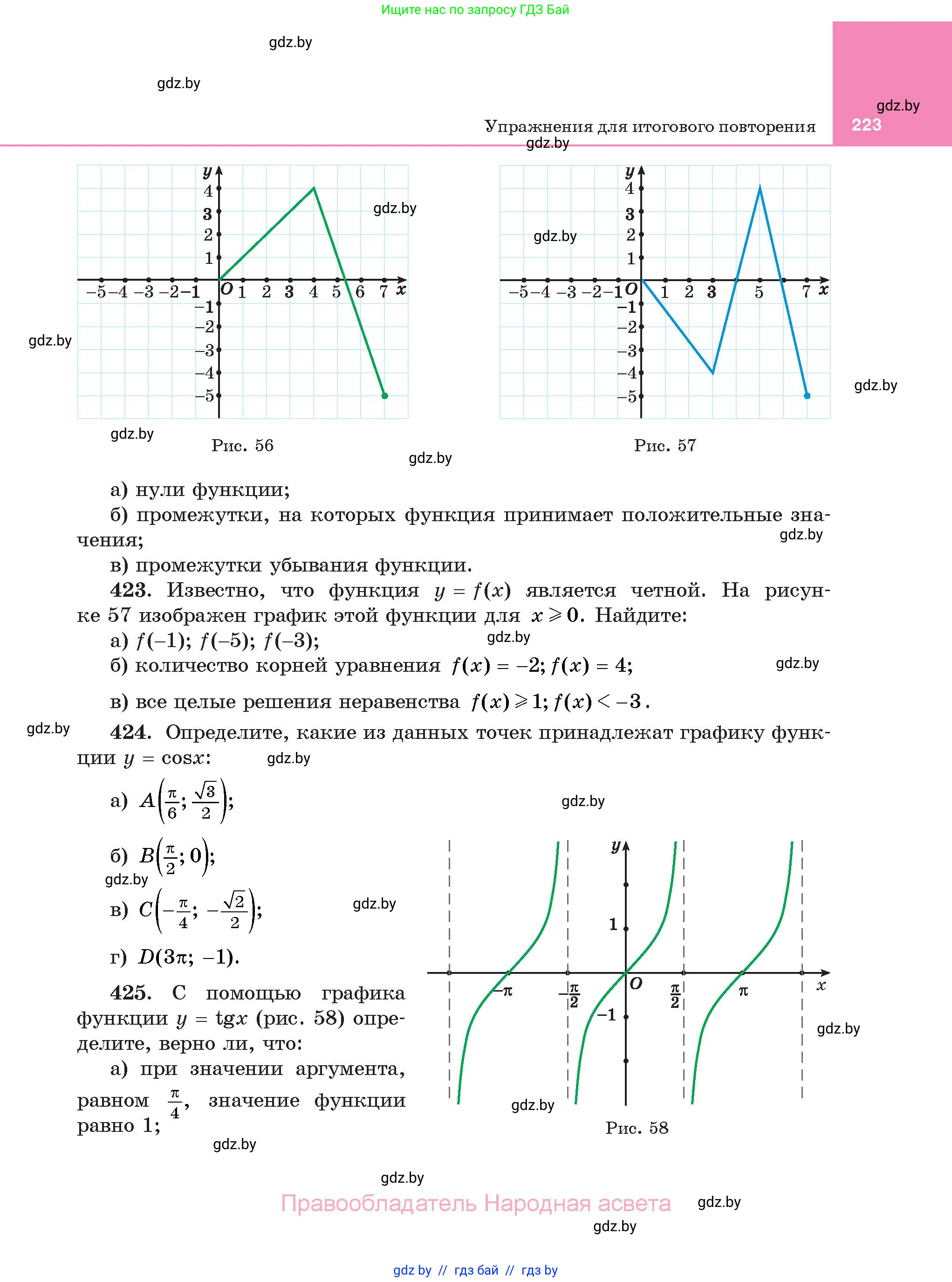 Алгебра, 11 класс Учебник, авторы: Арефьева Ирина Глебовна, Пирютко Ольга Николаевна, издательство Народная асвета, Минск, 2020, бирюзового цвета, страница 223