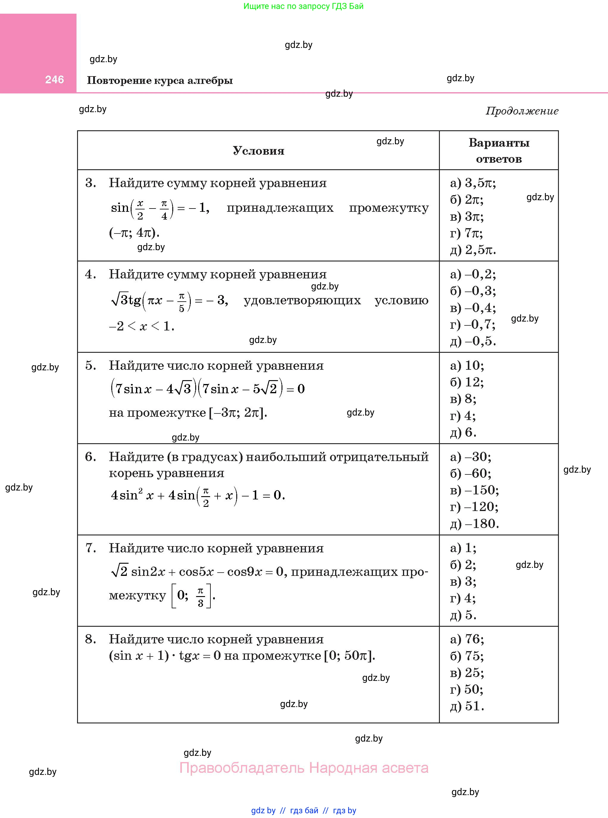 Алгебра, 11 класс Учебник, авторы: Арефьева Ирина Глебовна, Пирютко Ольга Николаевна, издательство Народная асвета, Минск, 2020, бирюзового цвета, страница 246