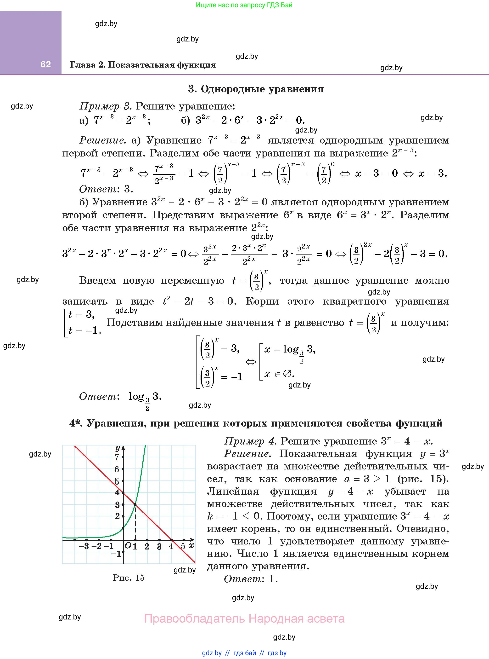 Алгебра, 11 класс Учебник, авторы: Арефьева Ирина Глебовна, Пирютко Ольга Николаевна, издательство Народная асвета, Минск, 2020, бирюзового цвета, страница 62