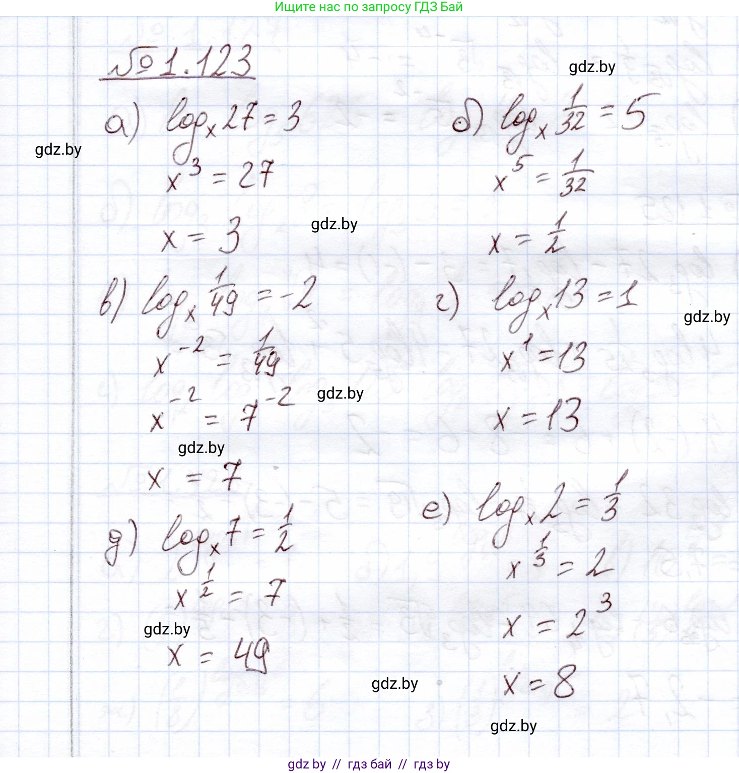 Алгебра, 11 класс Учебник, авторы: Арефьева Ирина Глебовна, Пирютко Ольга Николаевна, издательство Народная асвета, Минск, 2020, бирюзового цвета, страница 38, номер 1.123, Решение