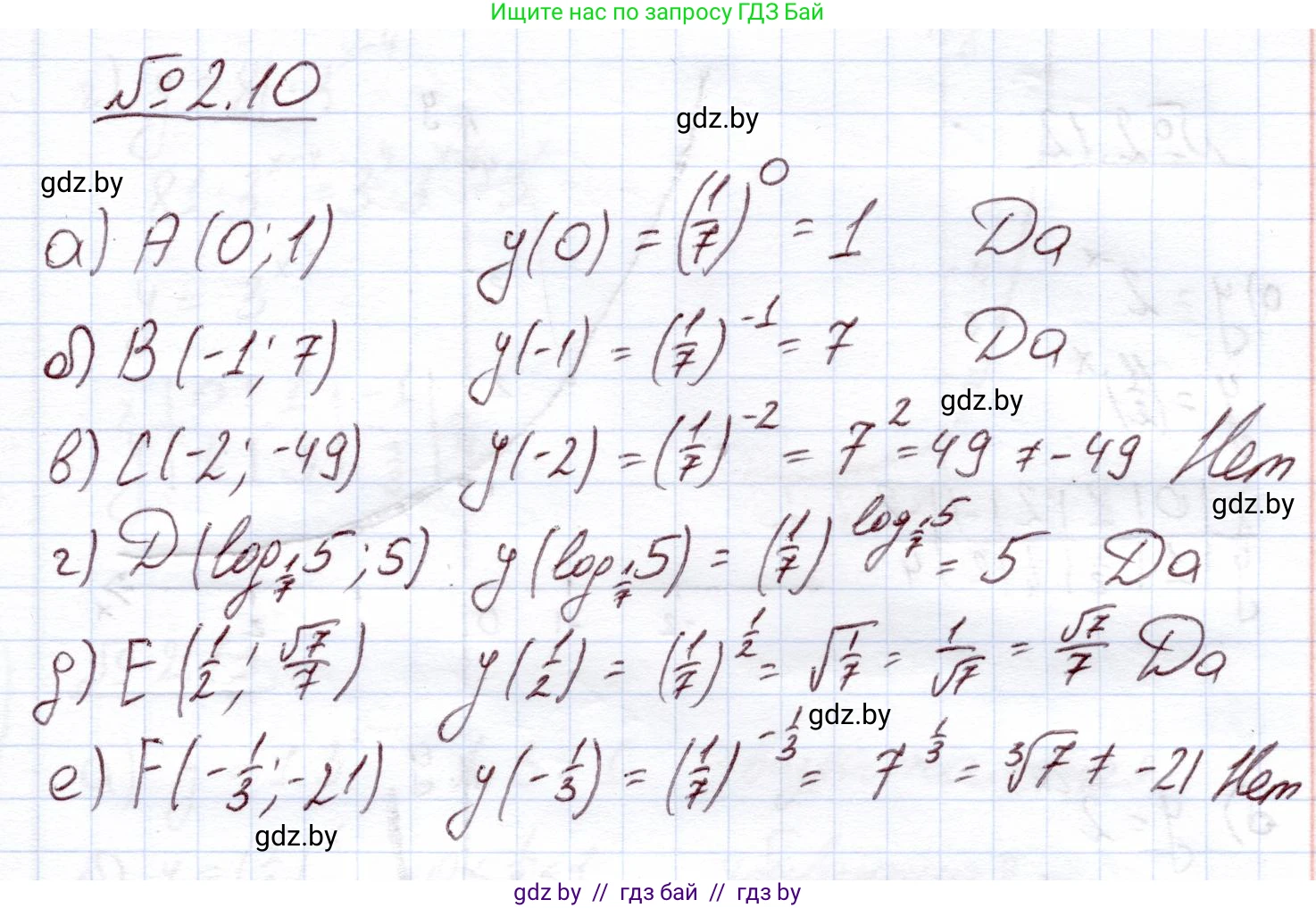 Алгебра, 11 класс Учебник, авторы: Арефьева Ирина Глебовна, Пирютко Ольга Николаевна, издательство Народная асвета, Минск, 2020, бирюзового цвета, страница 53, номер 2.10, Решение