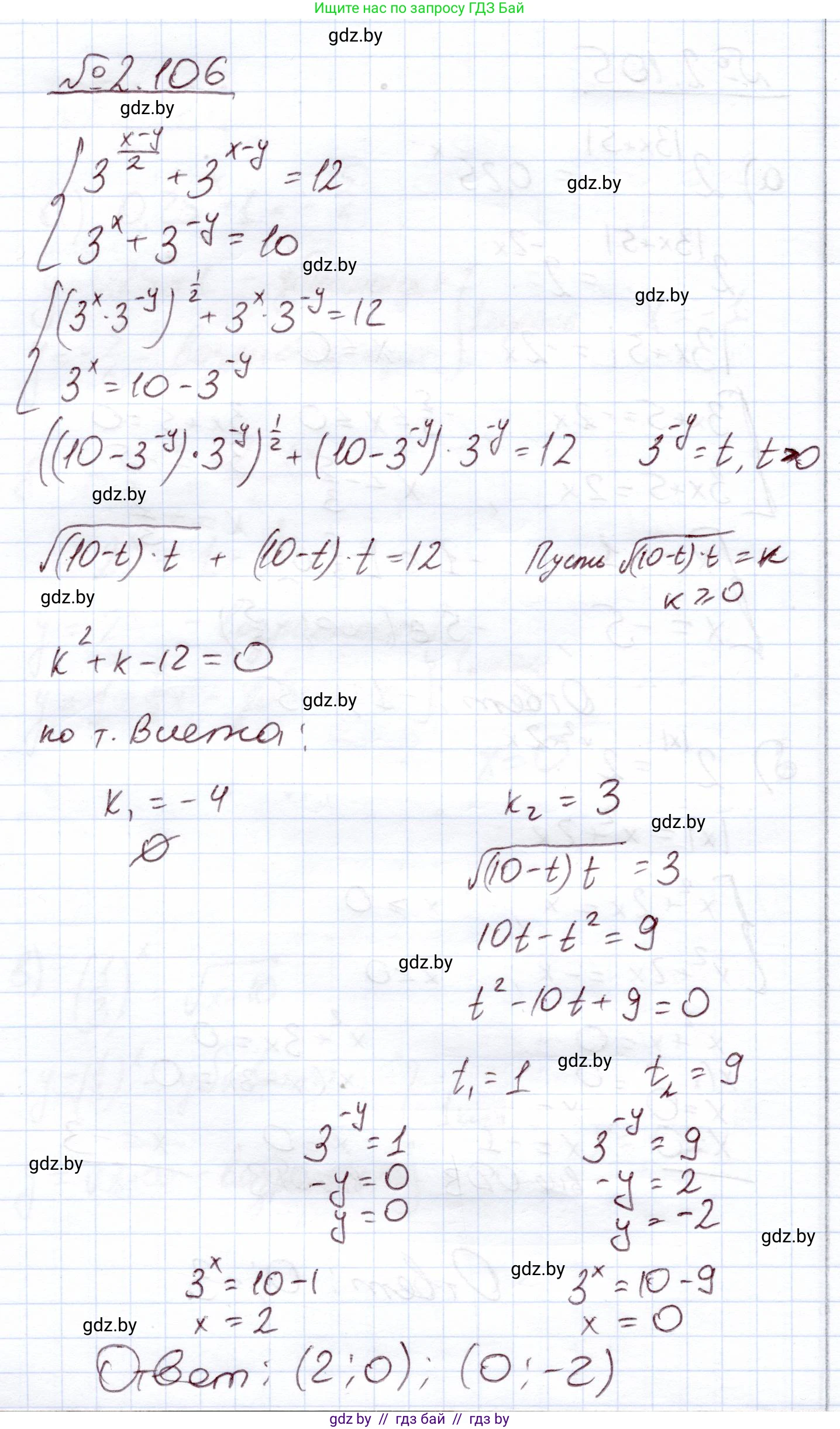 Алгебра, 11 класс Учебник, авторы: Арефьева Ирина Глебовна, Пирютко Ольга Николаевна, издательство Народная асвета, Минск, 2020, бирюзового цвета, страница 74, номер 2.106, Решение