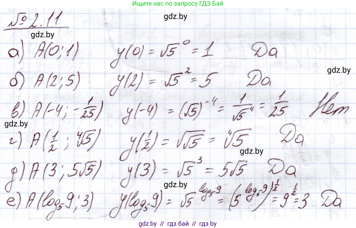 Алгебра, 11 класс Учебник, авторы: Арефьева Ирина Глебовна, Пирютко Ольга Николаевна, издательство Народная асвета, Минск, 2020, бирюзового цвета, страница 53, номер 2.11, Решение