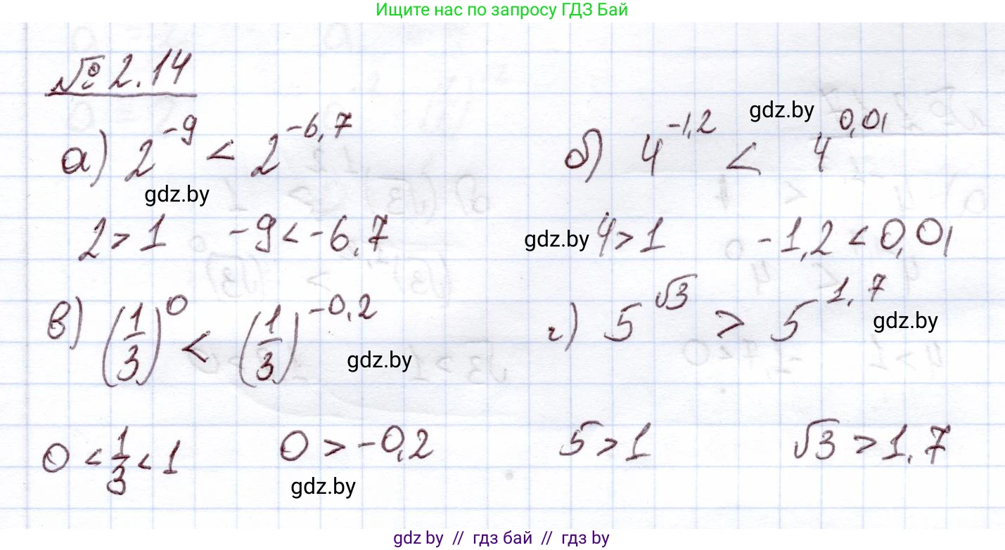 Алгебра, 11 класс Учебник, авторы: Арефьева Ирина Глебовна, Пирютко Ольга Николаевна, издательство Народная асвета, Минск, 2020, бирюзового цвета, страница 53, номер 2.14, Решение