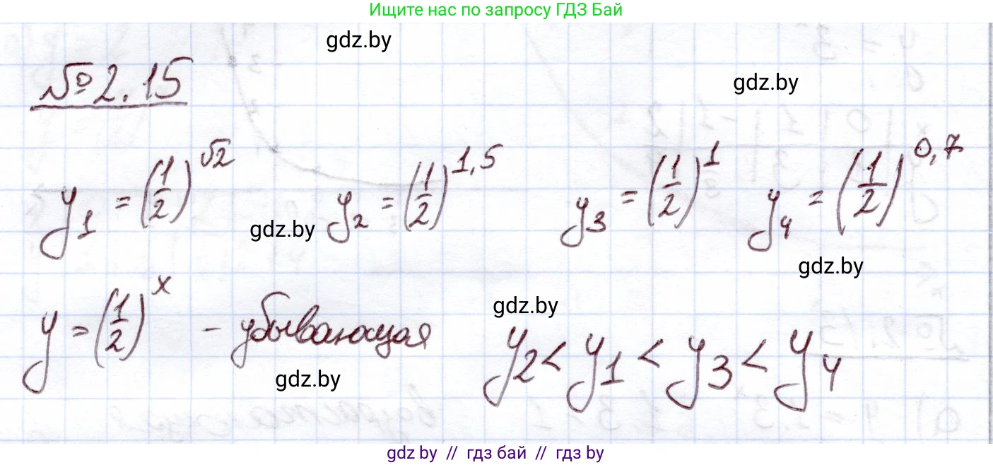 Алгебра, 11 класс Учебник, авторы: Арефьева Ирина Глебовна, Пирютко Ольга Николаевна, издательство Народная асвета, Минск, 2020, бирюзового цвета, страница 54, номер 2.15, Решение
