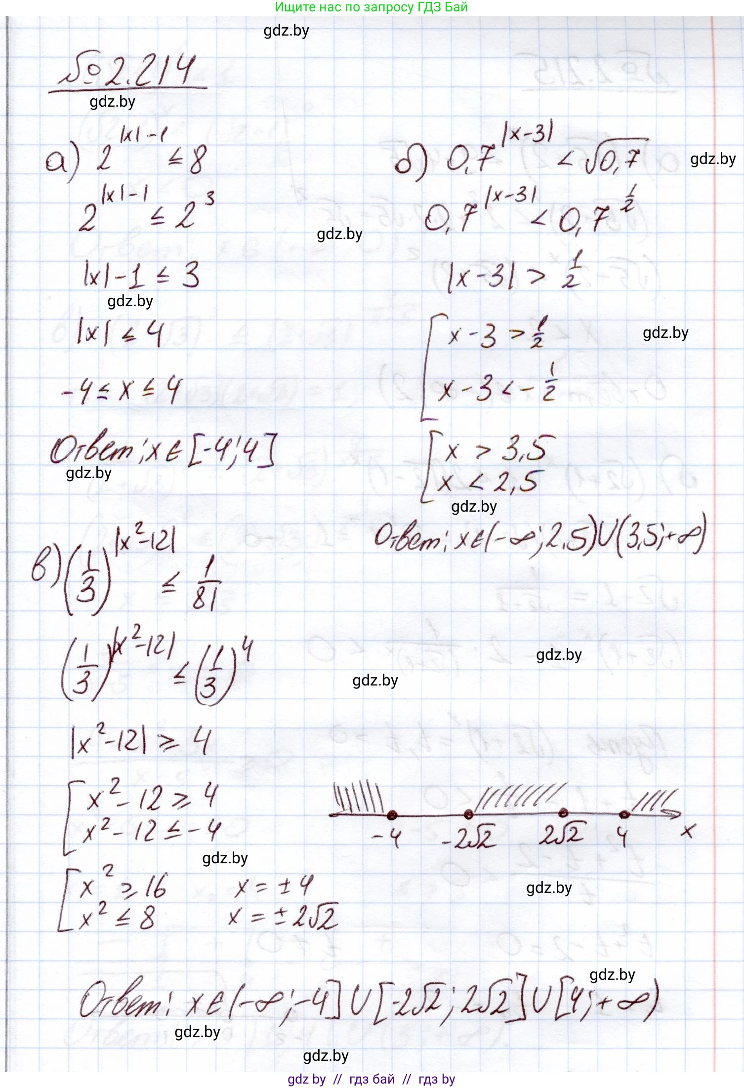 Алгебра, 11 класс Учебник, авторы: Арефьева Ирина Глебовна, Пирютко Ольга Николаевна, издательство Народная асвета, Минск, 2020, бирюзового цвета, страница 95, номер 2.214, Решение