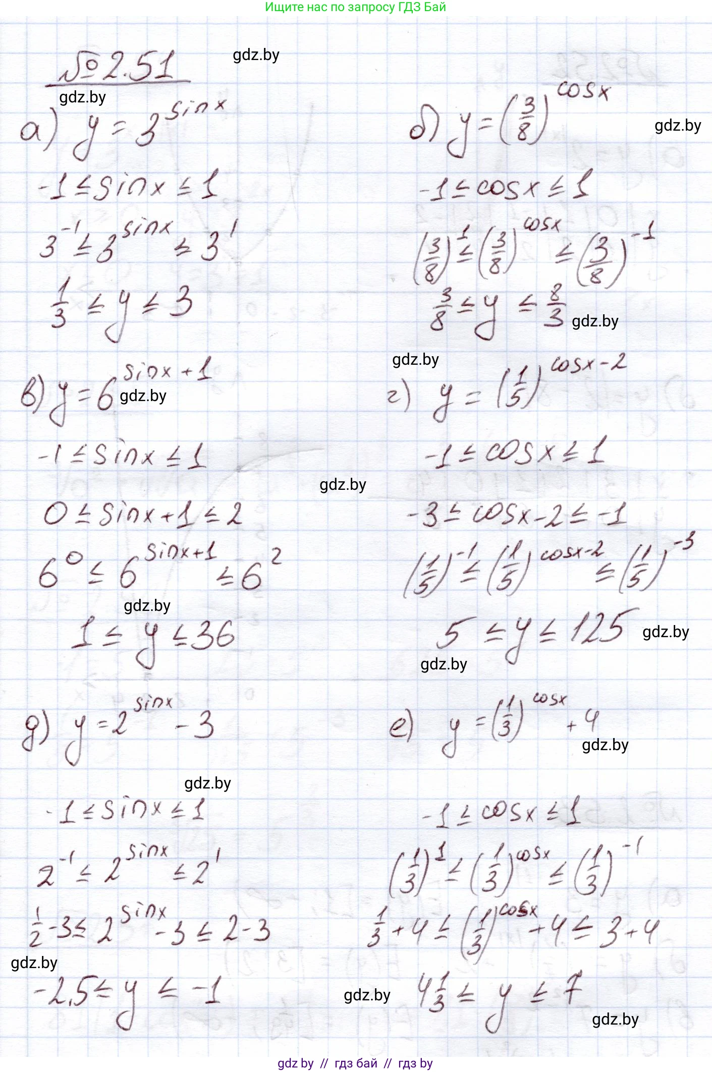 Алгебра, 11 класс Учебник, авторы: Арефьева Ирина Глебовна, Пирютко Ольга Николаевна, издательство Народная асвета, Минск, 2020, бирюзового цвета, страница 58, номер 2.51, Решение