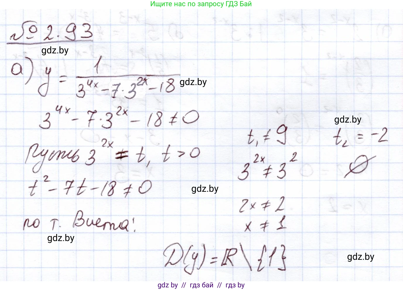 Алгебра, 11 класс Учебник, авторы: Арефьева Ирина Глебовна, Пирютко Ольга Николаевна, издательство Народная асвета, Минск, 2020, бирюзового цвета, страница 73, номер 2.93, Решение