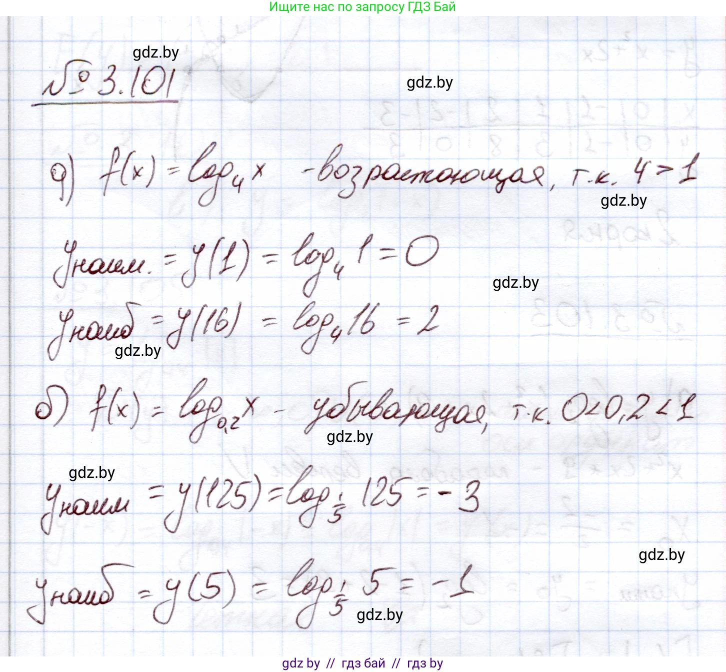 Алгебра, 11 класс Учебник, авторы: Арефьева Ирина Глебовна, Пирютко Ольга Николаевна, издательство Народная асвета, Минск, 2020, бирюзового цвета, страница 125, номер 3.101, Решение