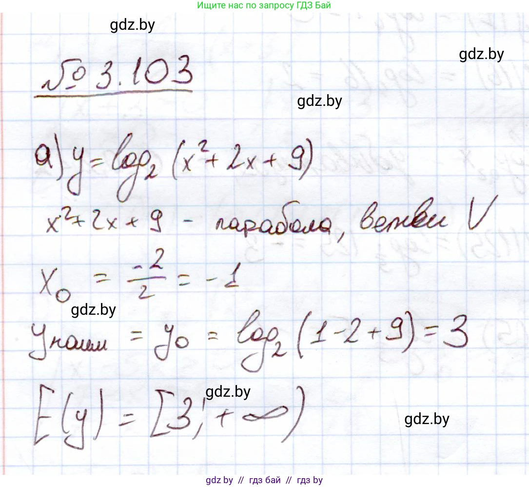 Алгебра, 11 класс Учебник, авторы: Арефьева Ирина Глебовна, Пирютко Ольга Николаевна, издательство Народная асвета, Минск, 2020, бирюзового цвета, страница 125, номер 3.103, Решение