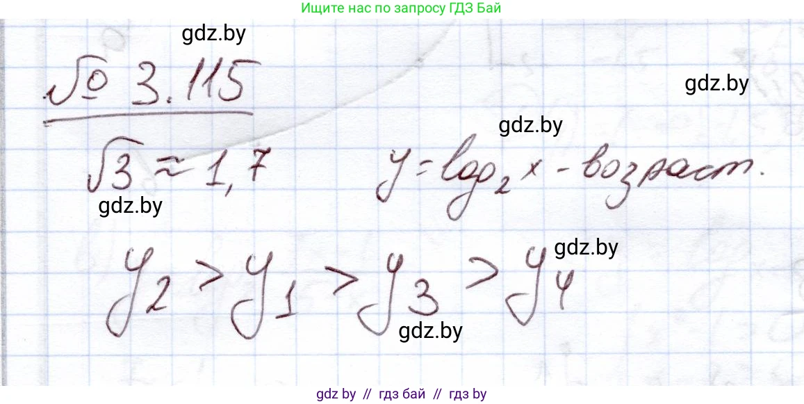 Алгебра, 11 класс Учебник, авторы: Арефьева Ирина Глебовна, Пирютко Ольга Николаевна, издательство Народная асвета, Минск, 2020, бирюзового цвета, страница 127, номер 3.115, Решение